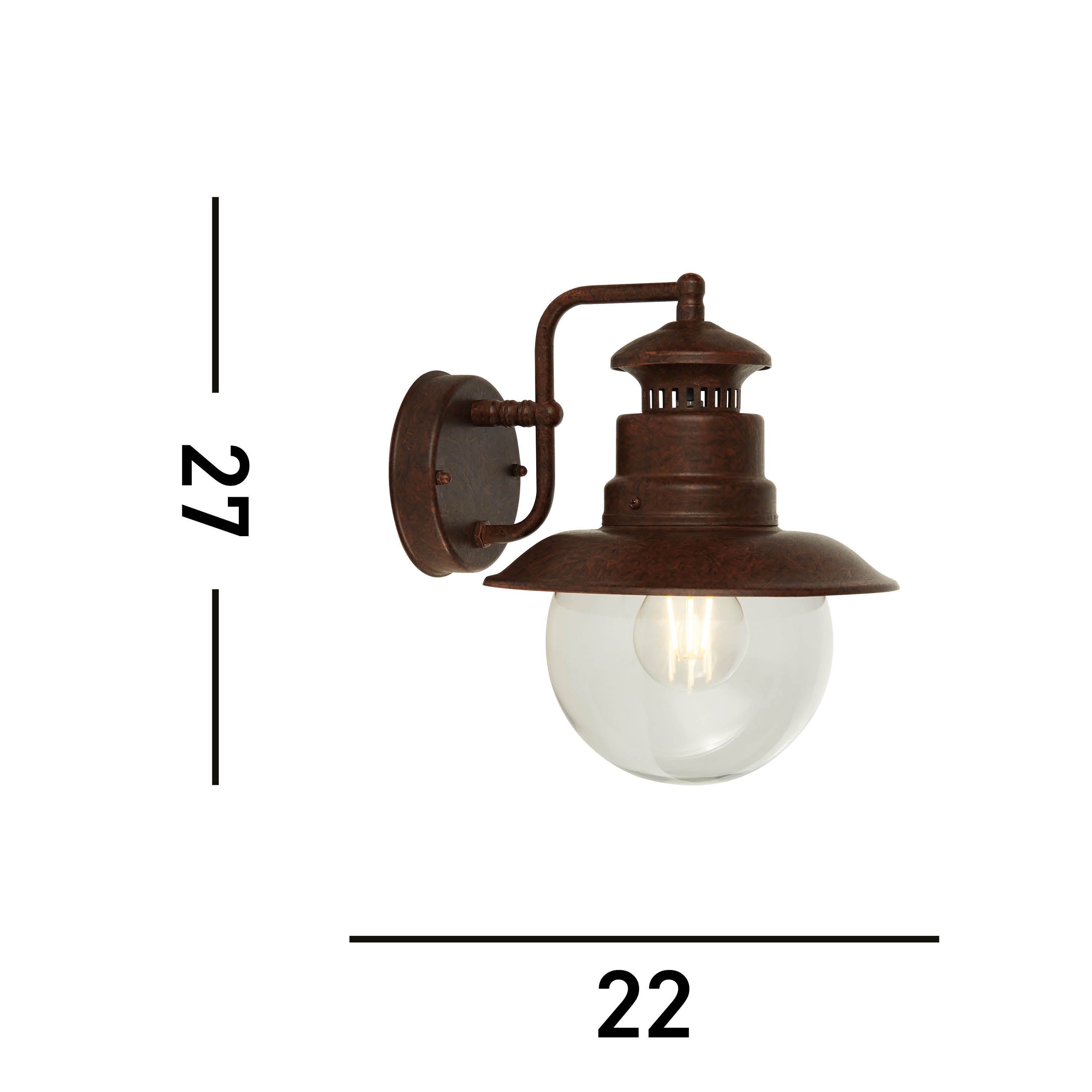 Searchlight Southview Outdoor Wall Light - Rustic Brown & Clear Glass