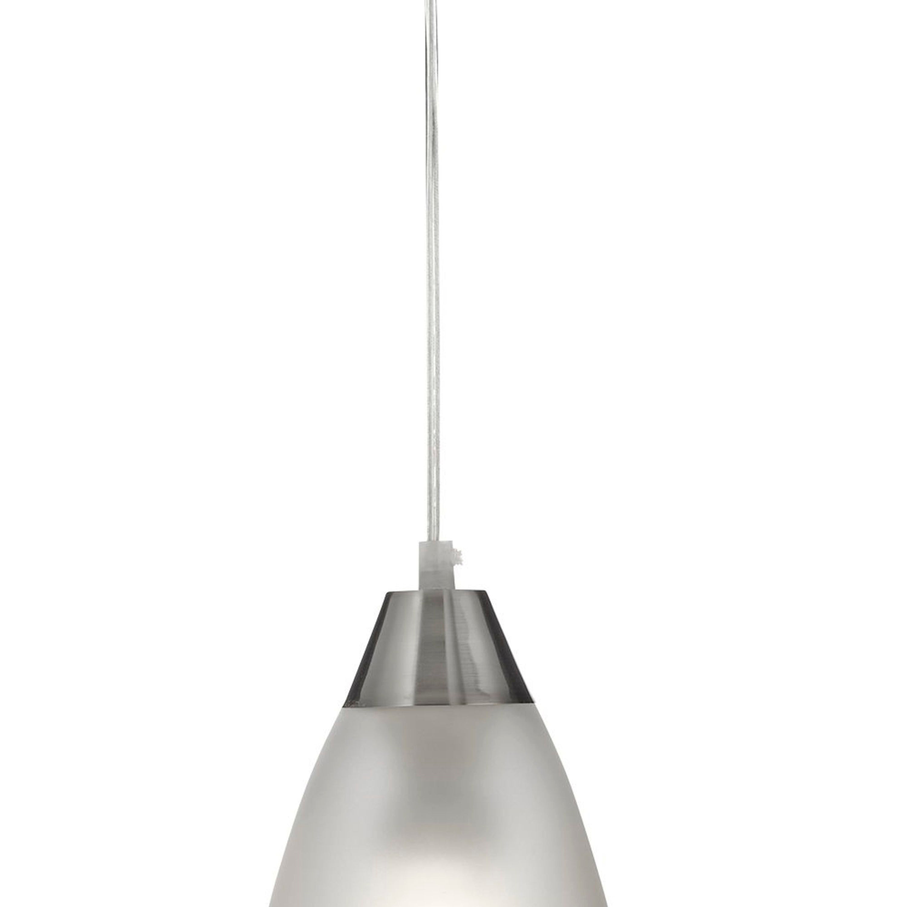 Searchlight Satin Silver Pendant Light With Domed Clear & Frosted Glass Shade