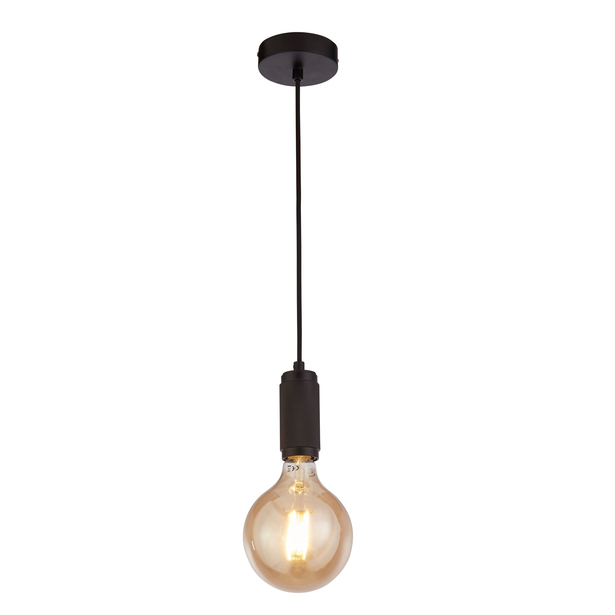 Searchlight Suspension Cable - Knurled Black & Black Braided Cable