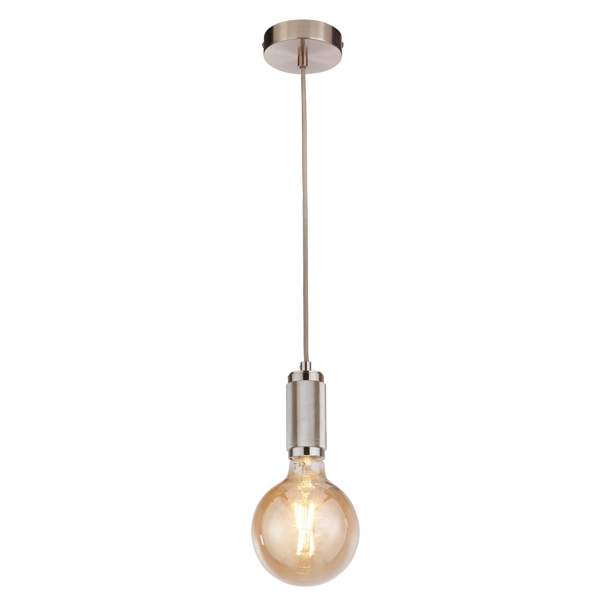 Searchlight Suspension Cable - Satin Silver & Grey Braided Cable