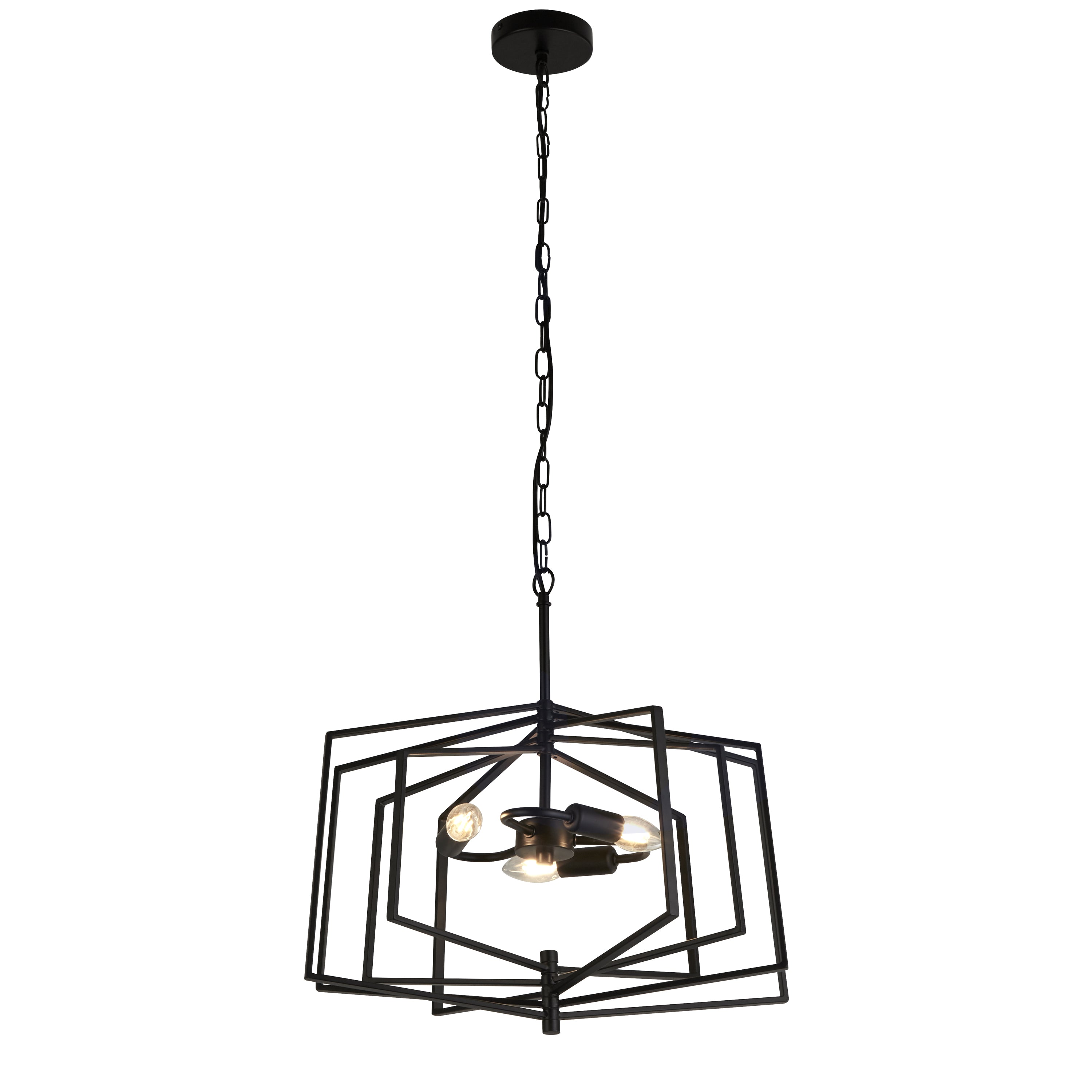 Searchlight Simpson 3 Light Large Ceiling Pendant - Matt Black