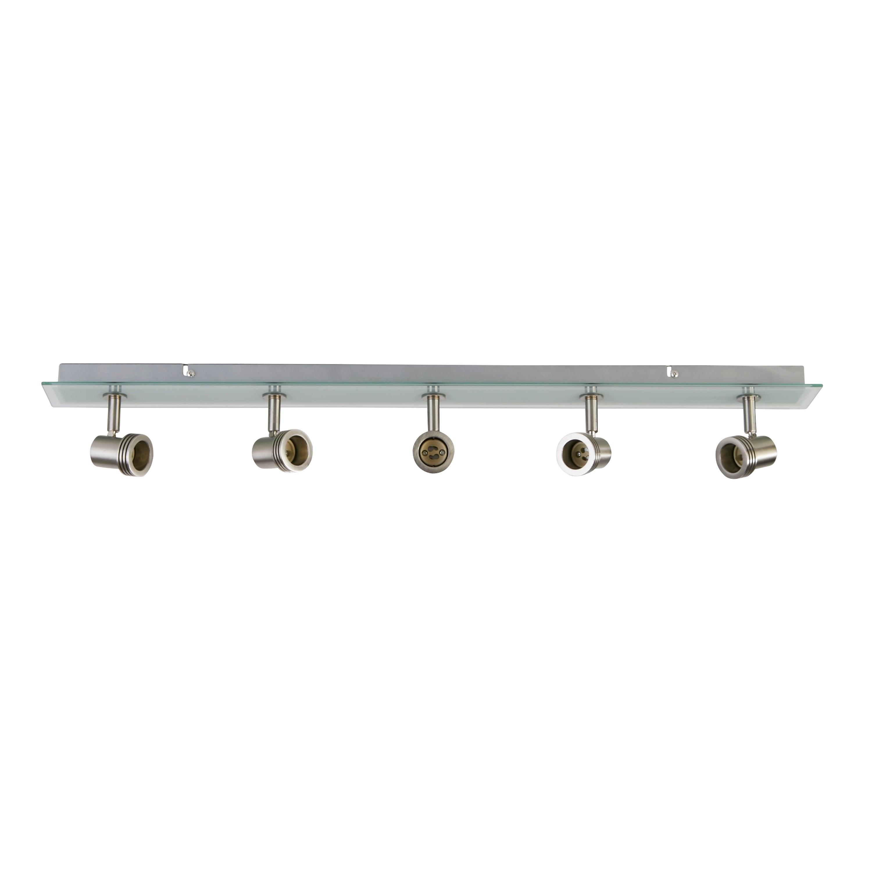 Searchlight Tancred Satin Silver 4 Light Spotlight With Clear & Frosted Glass Back Plate