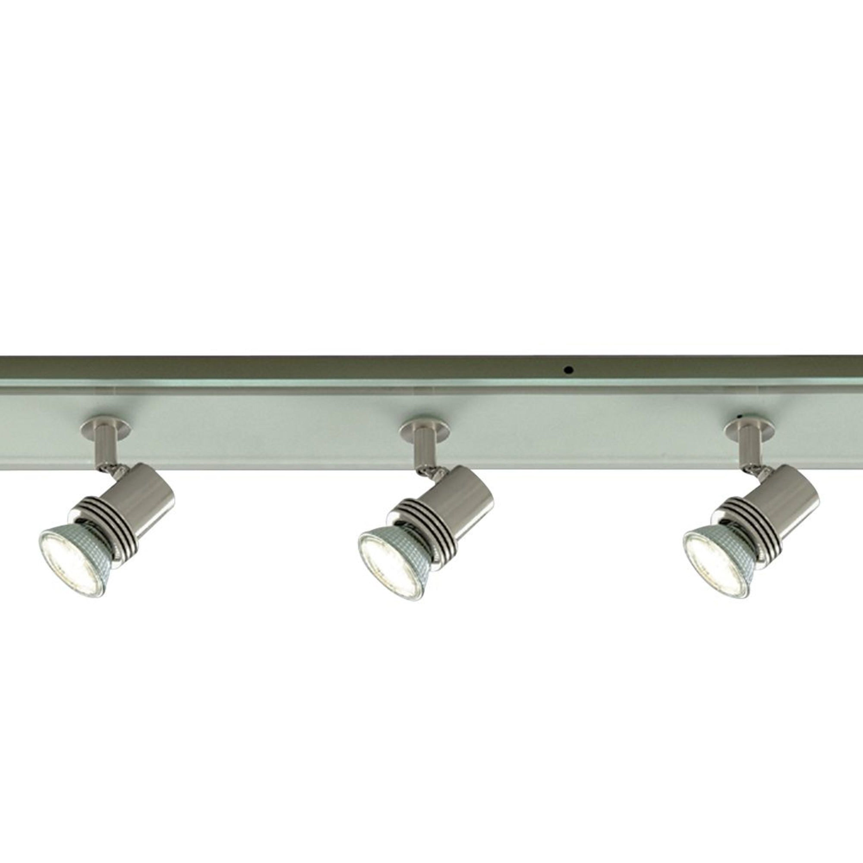 Searchlight Tancred Satin Silver 4 Light Spotlight With Clear & Frosted Glass Back Plate