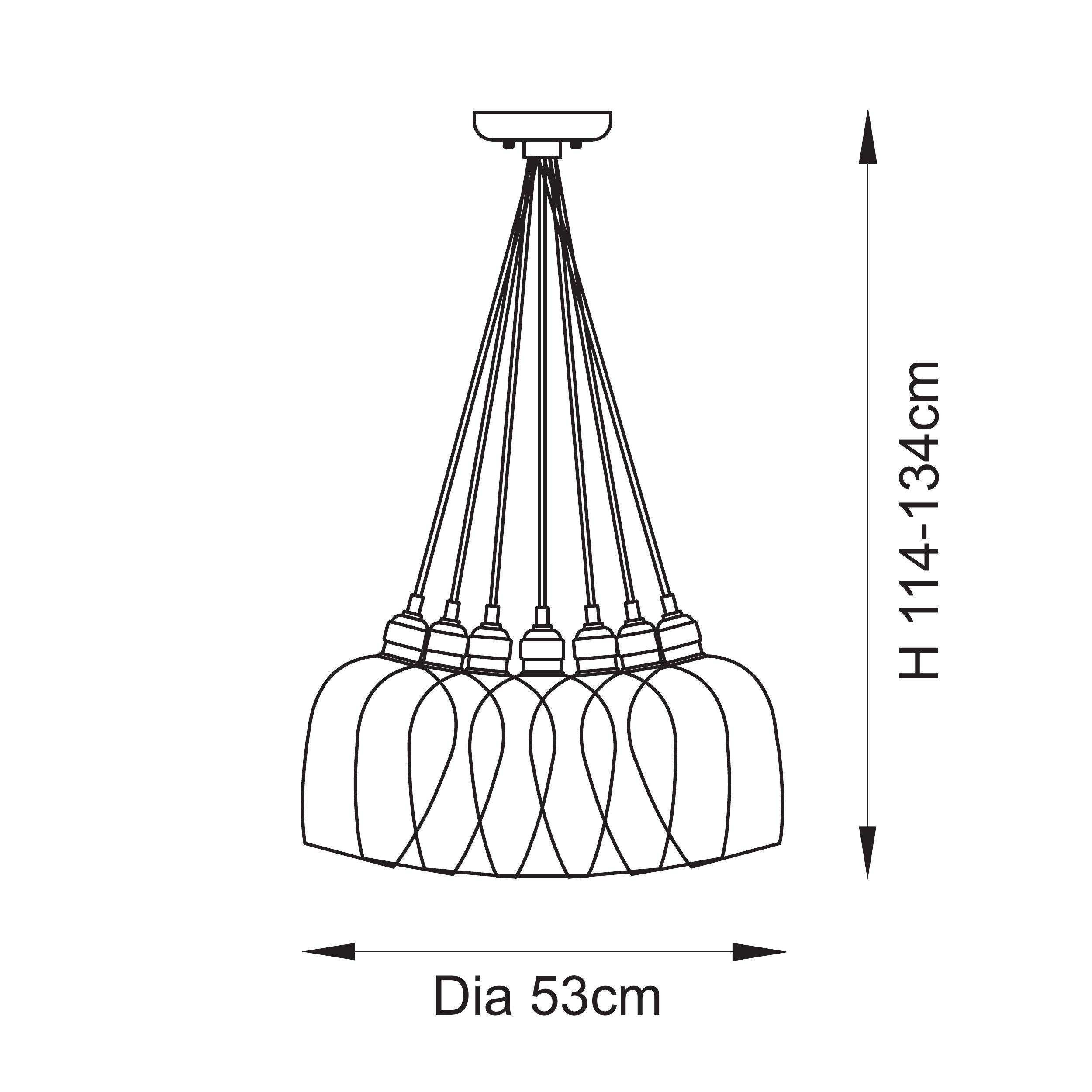 Utopia Finesse 7 Light Cluster Ceiling Pendant - Bright Nickel & Clear Glass