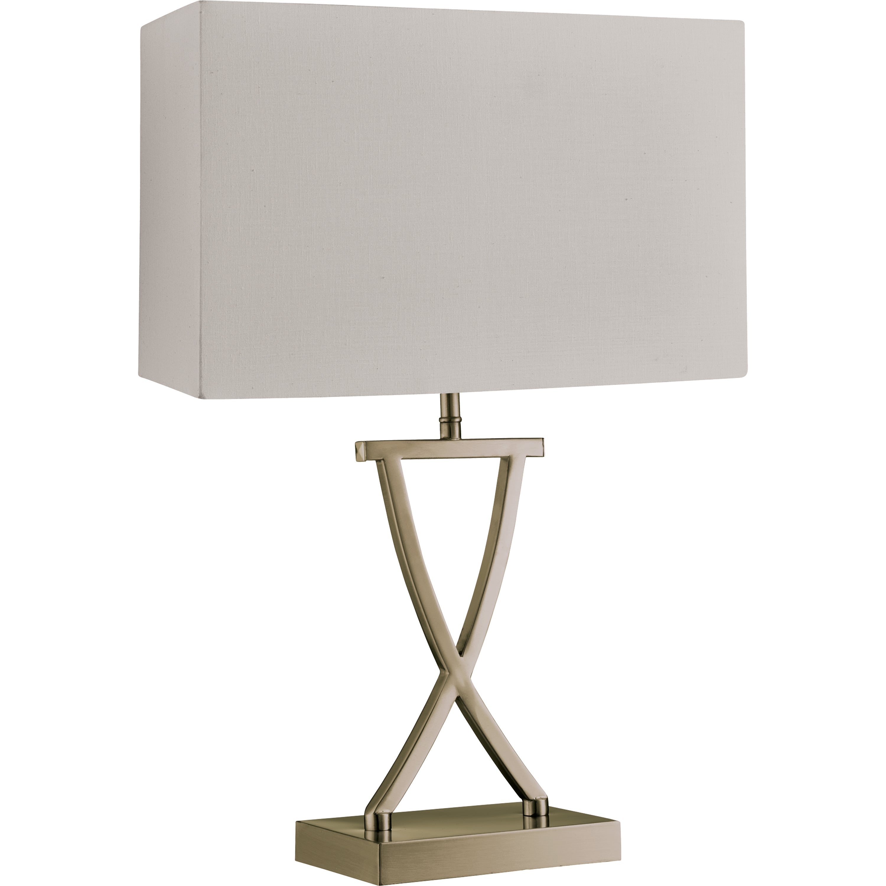 Searchlight Carolina Table Lamp, Antique Brass, Cream Rectangle Shade