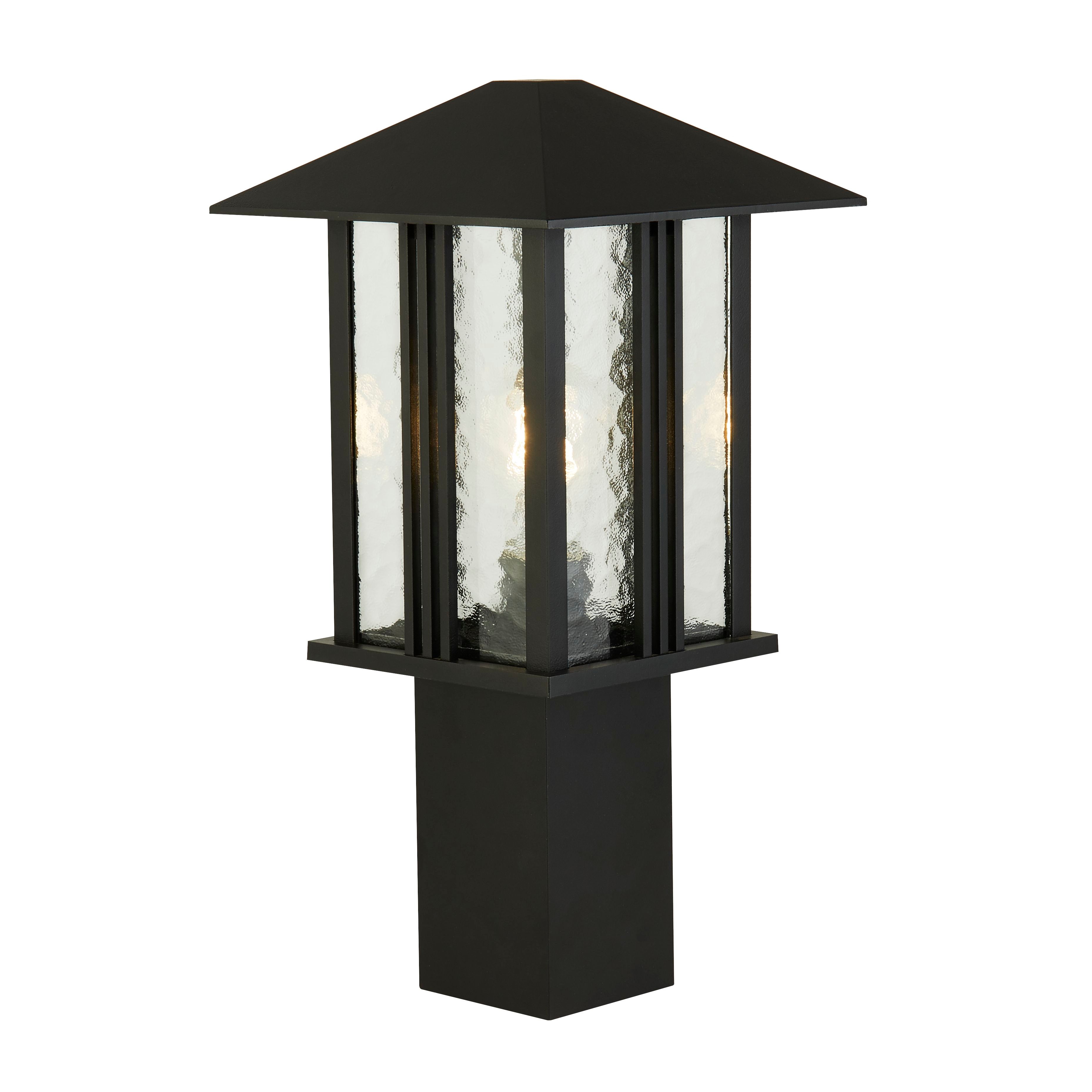 Searchlight Vickers 450mm Outdoor Post - Matt Black & Water Glass - IP44