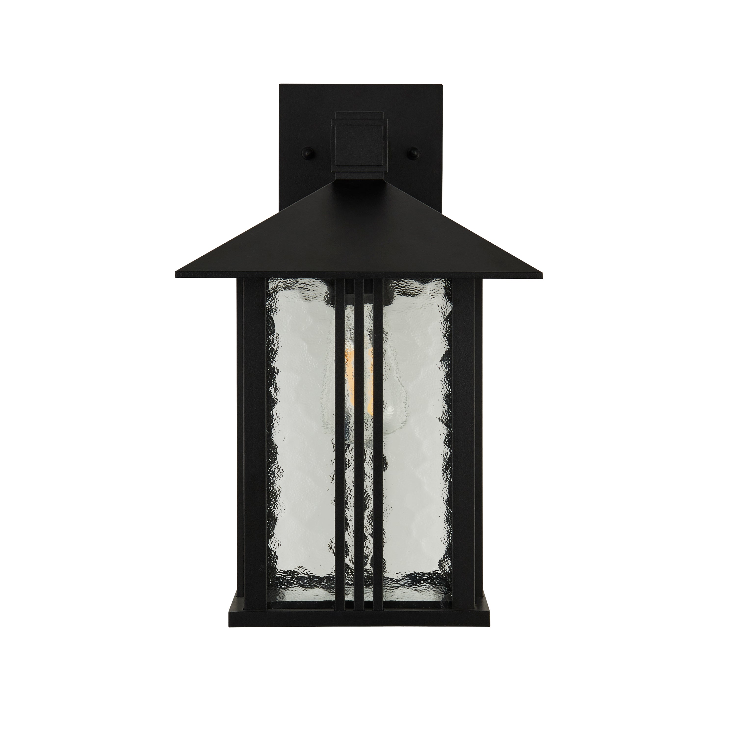 Searchlight Vickers Outdoor Wall Light - Matt Black & Water Glass - IP44