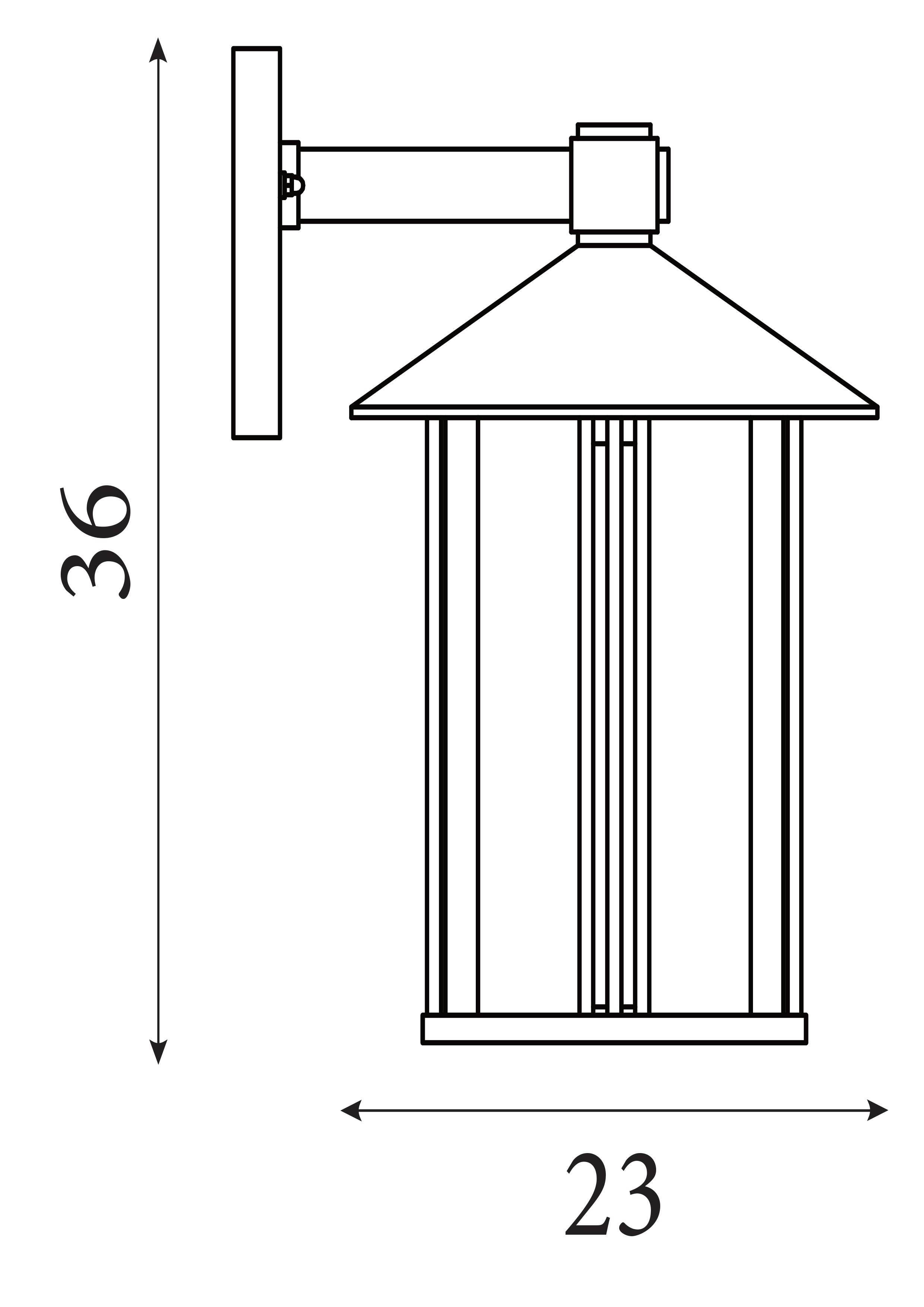 Searchlight Vickers Outdoor Wall Light - Matt Black & Water Glass - IP44