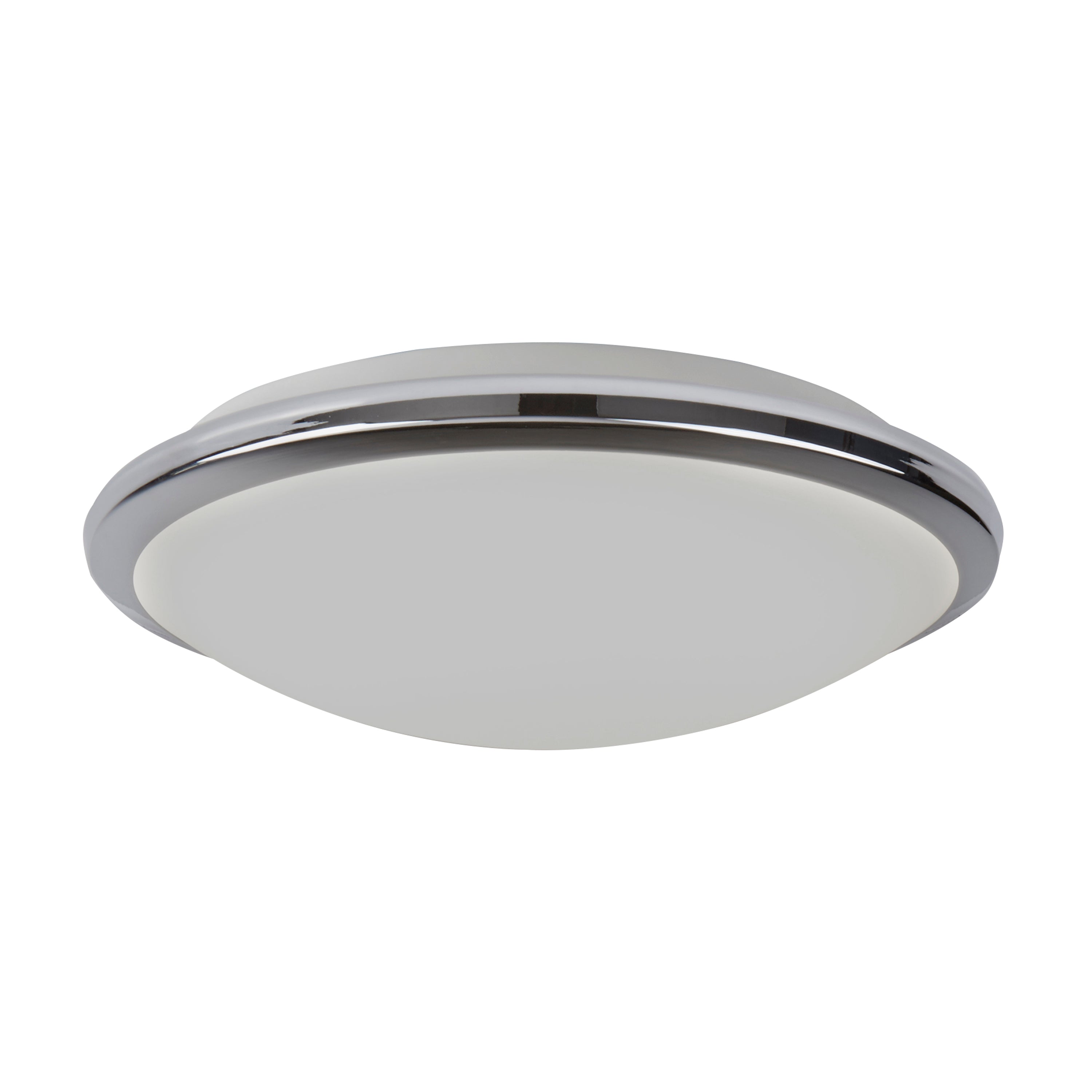 Searchlight IP44 Chrome LED Flush Light With Frosted Glass Shade