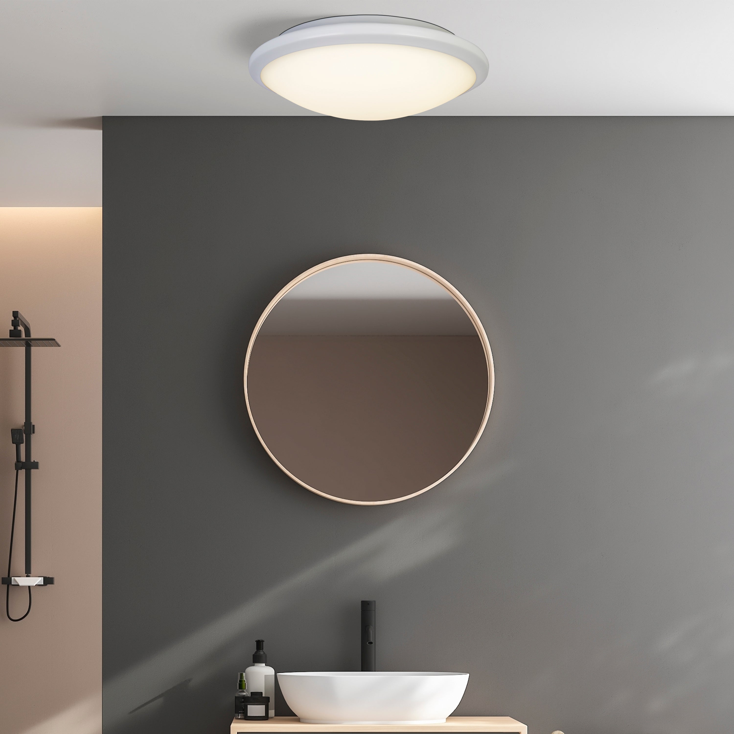 Searchlight Keble Flush - White & Frosted Glass