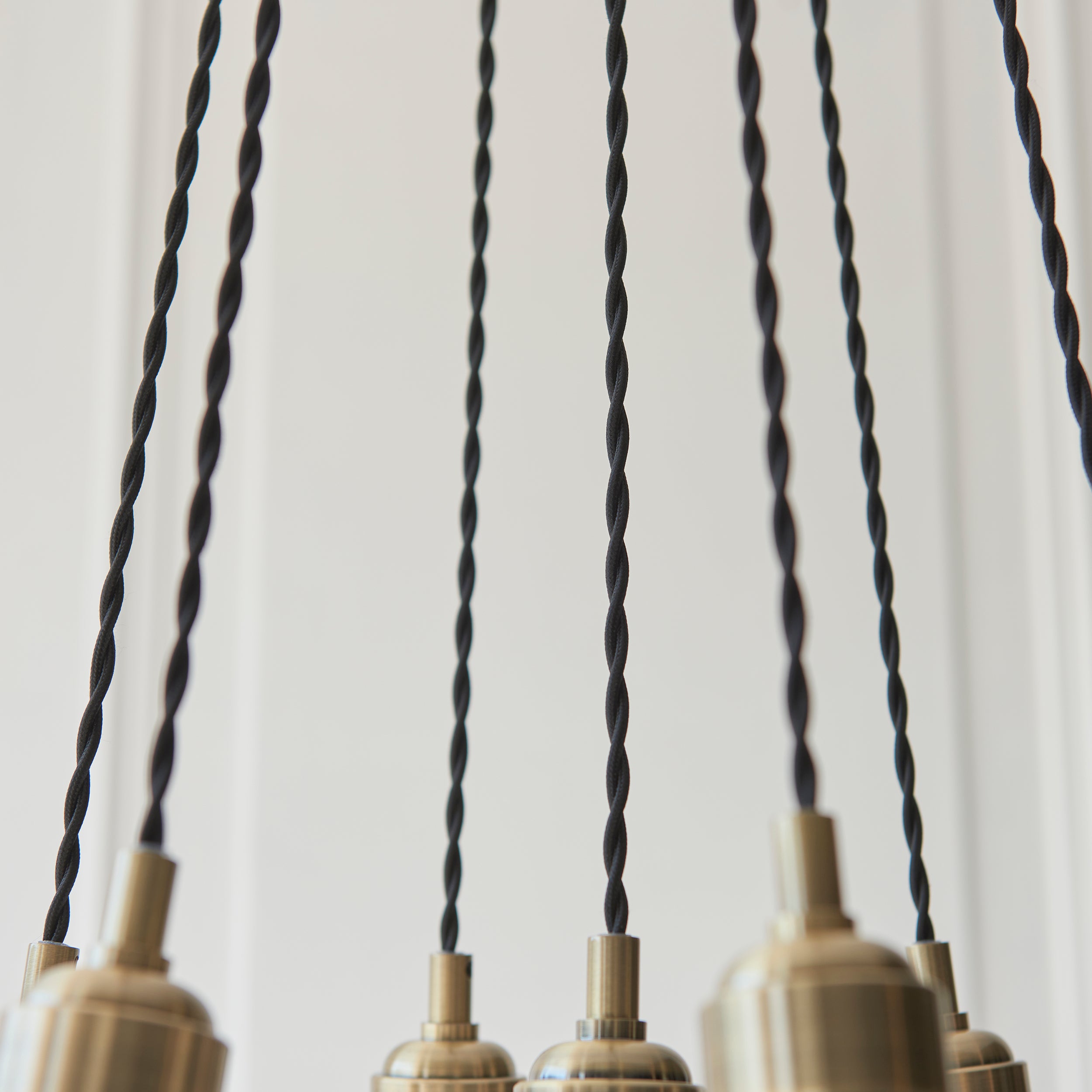 Utopia Finesse 7 Light Cluster Ceiling Pendant - Antique Brass & Clear Ribbed Glass