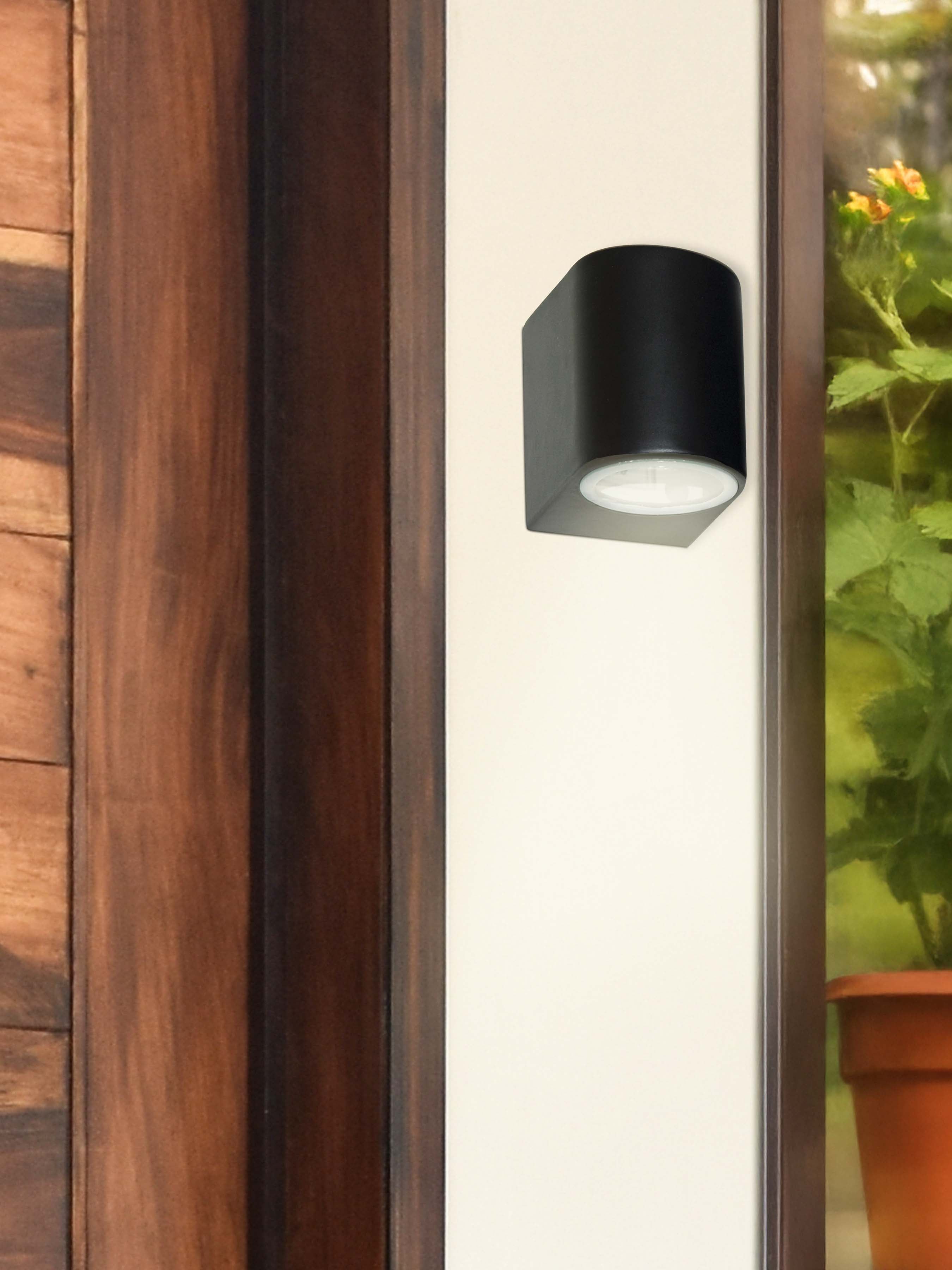 Searchlight Eaton Outdoor Wall Light - Black & Glass - IP44