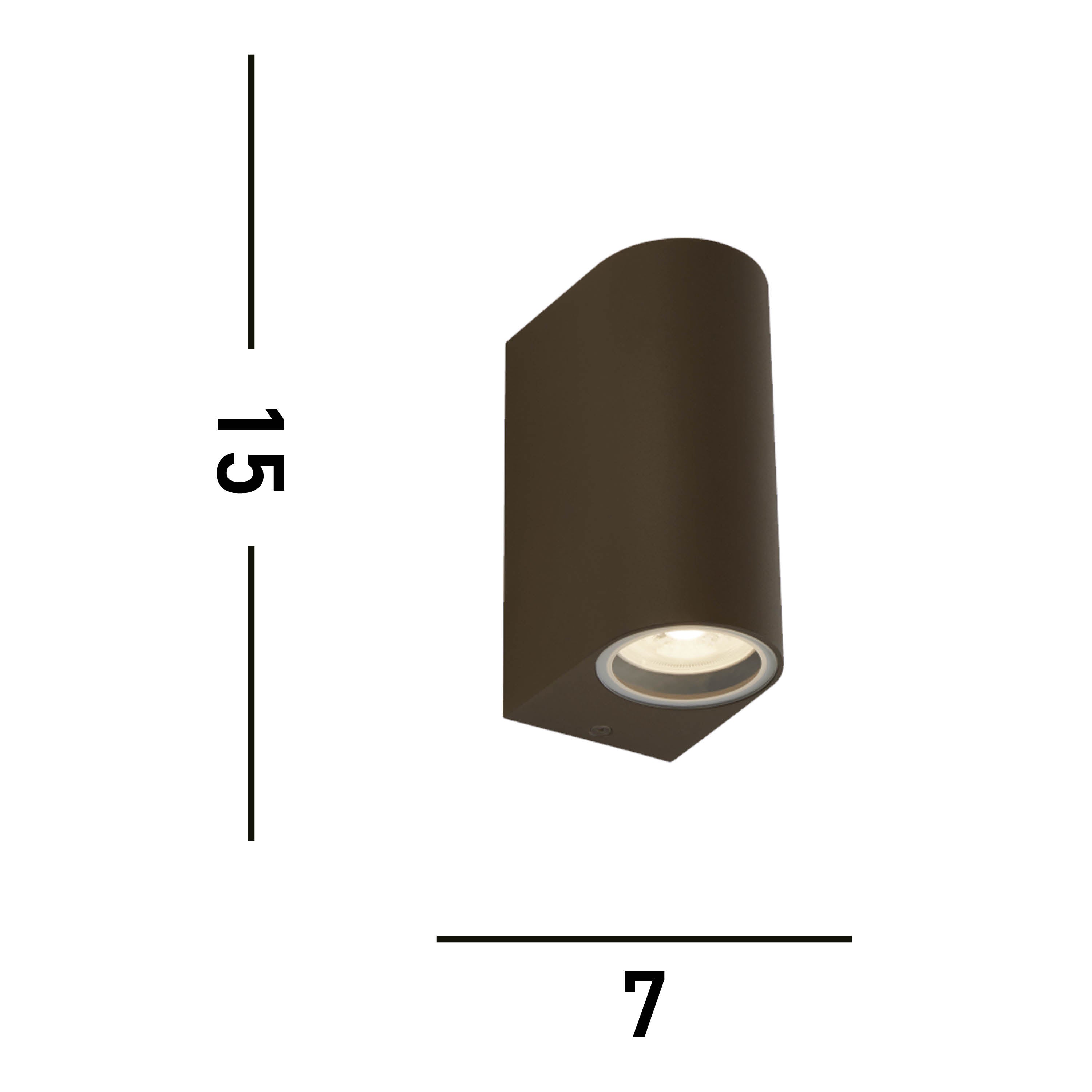 Searchlight Eaton Outdoor 2 Light Wall Light - Rustic Brown, Clear & Frosted