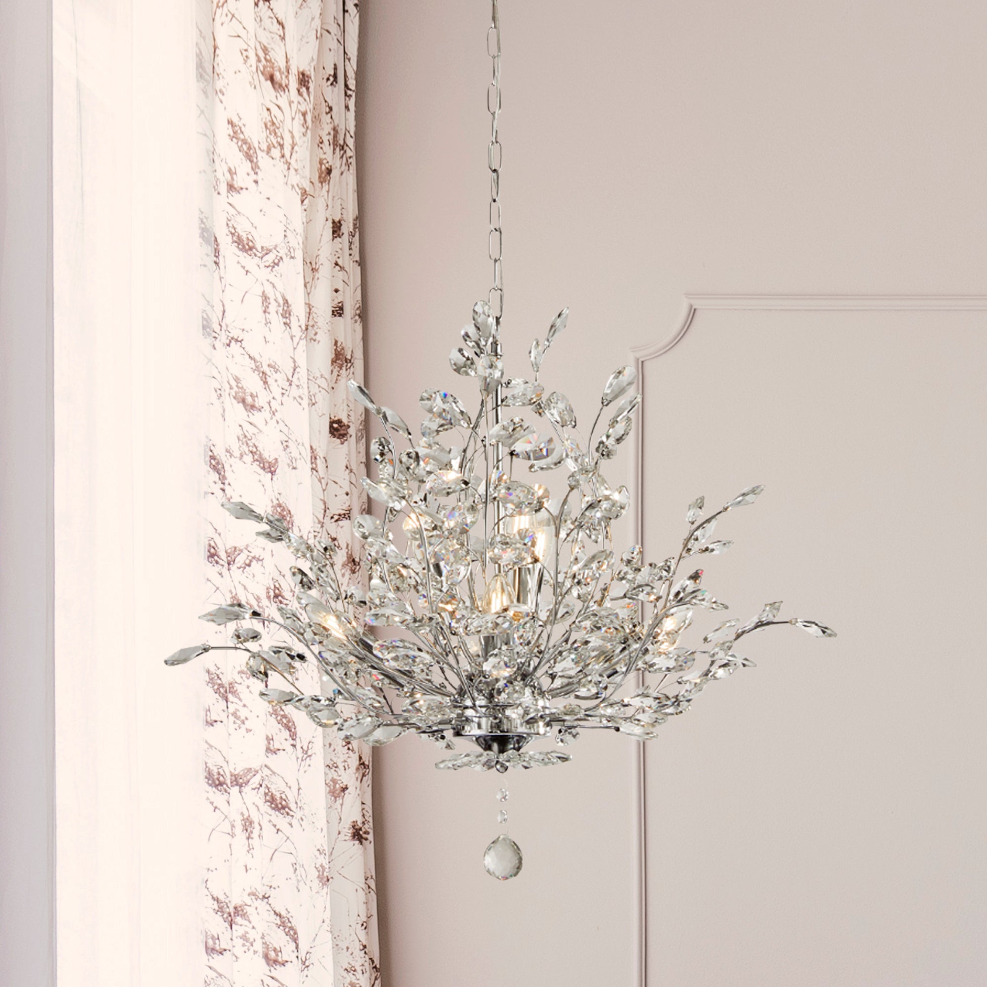 Searchlight Byford 11 Light Pendant - Chrome & Crystal