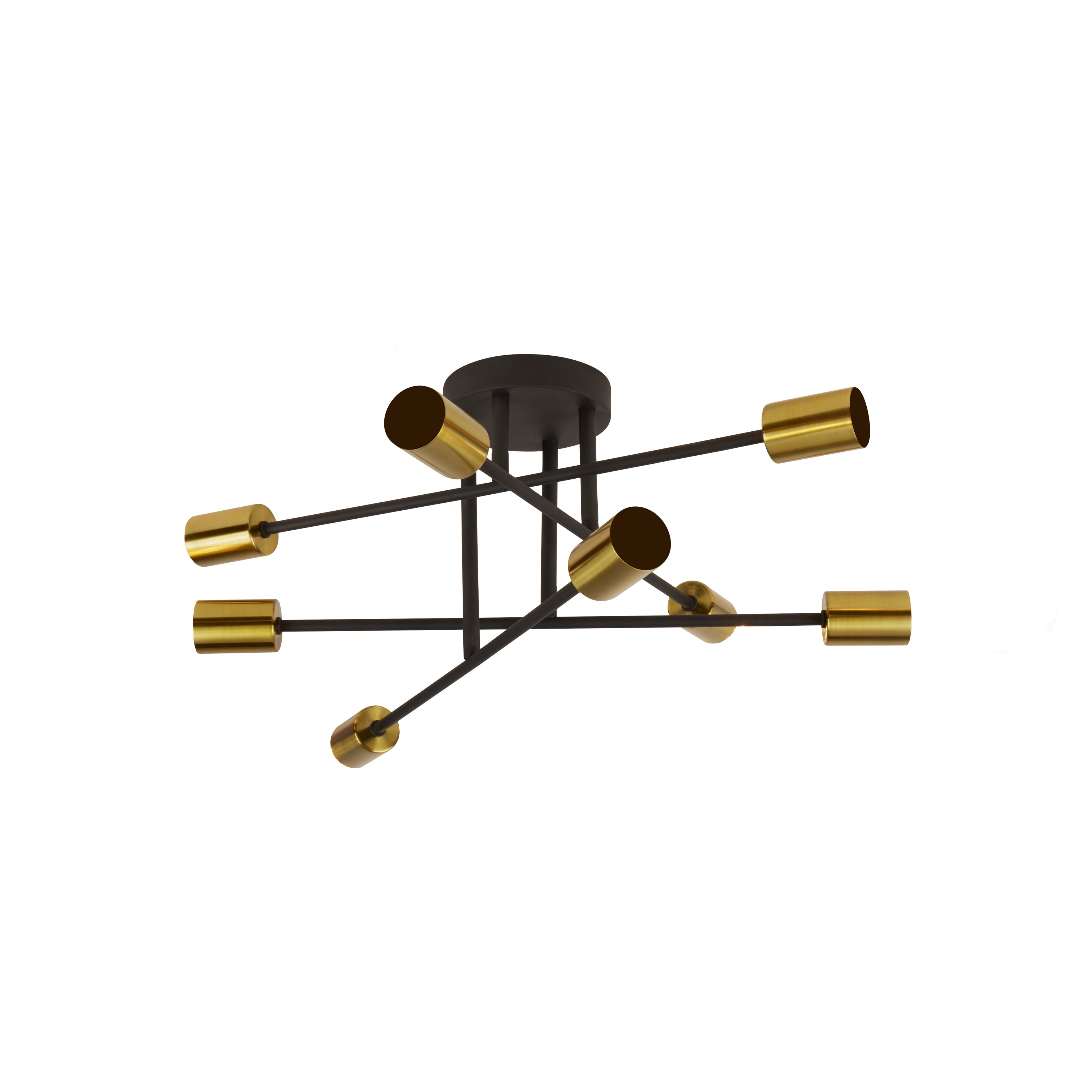 Searchlight Arctic 8 Light Ceiling Light - Black & Satin Brass