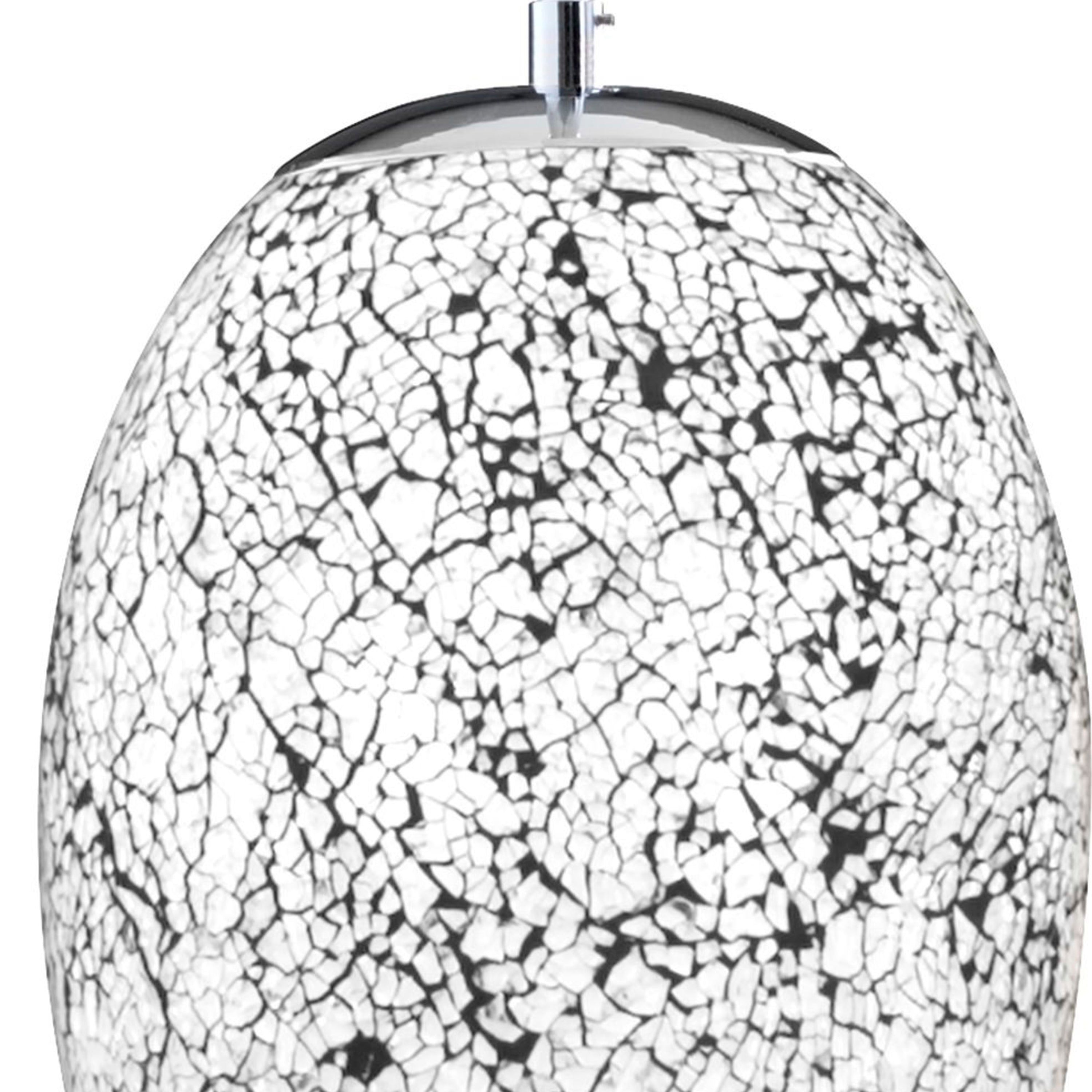 Searchlight Celia - Single Pendant, White Mosaic Glass & Satin Silver Suspension