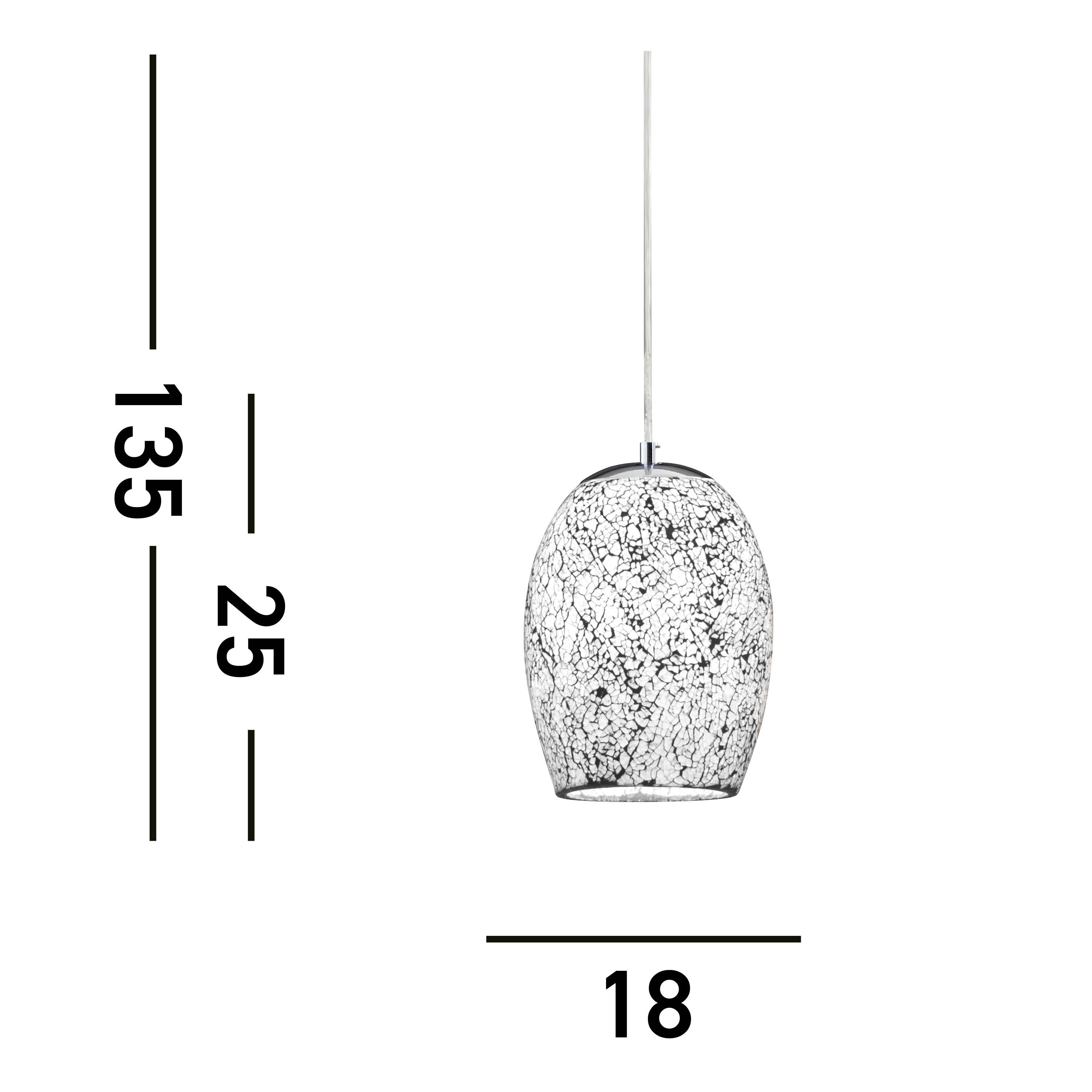 Searchlight Celia - Single Pendant, White Mosaic Glass & Satin Silver Suspension