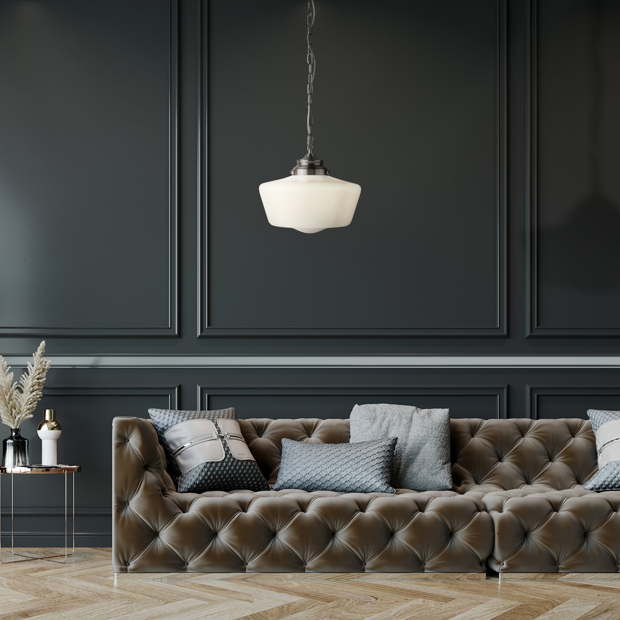 Searchlight Sandhill White Pendant With Opal Glass IP44