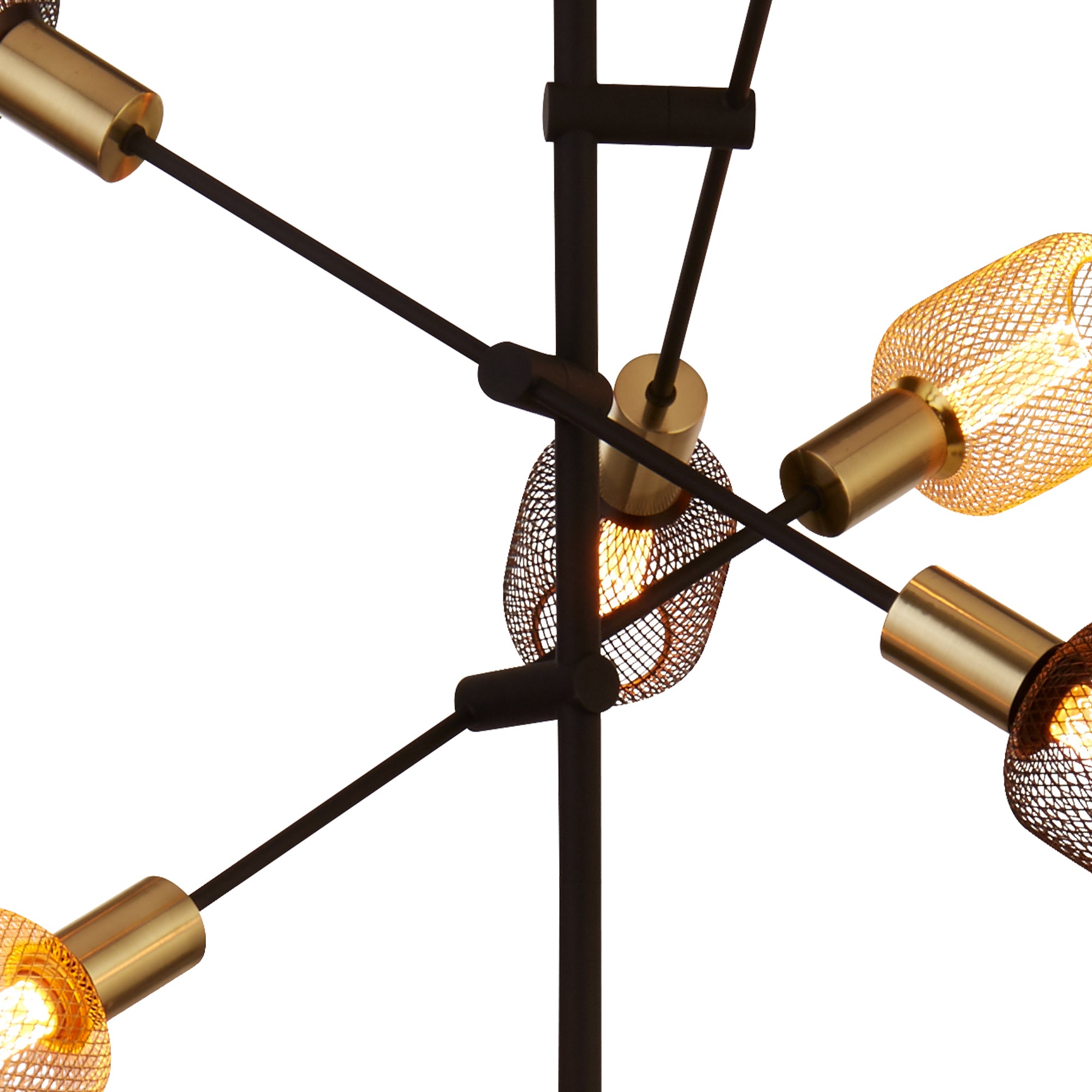 Searchlight Arctic 6 Light Floor Lamp - Black & Satin Brass