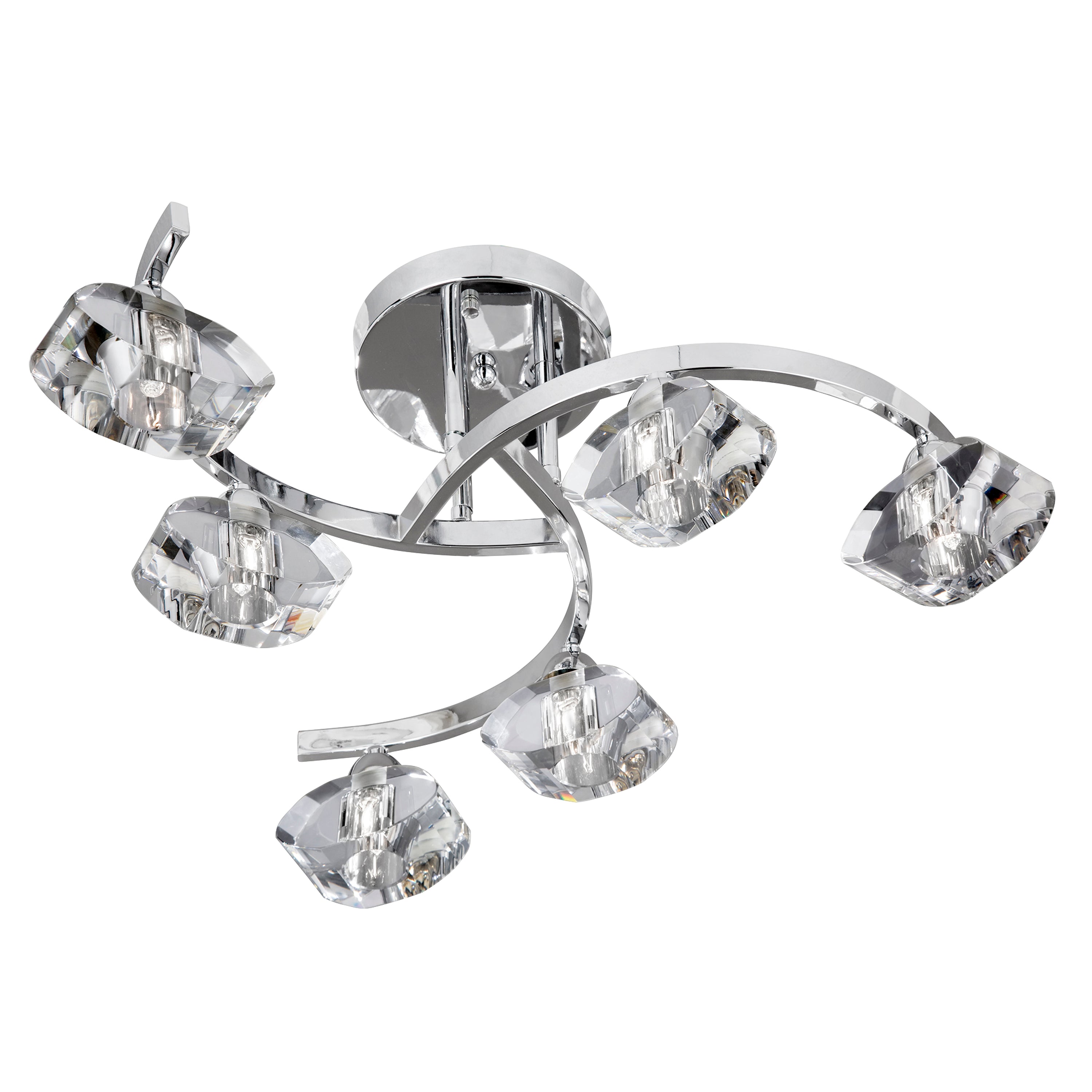 Searchlight Selborne Chrome 6 Light Curved Semi-Flush Fitting With Clear Glass