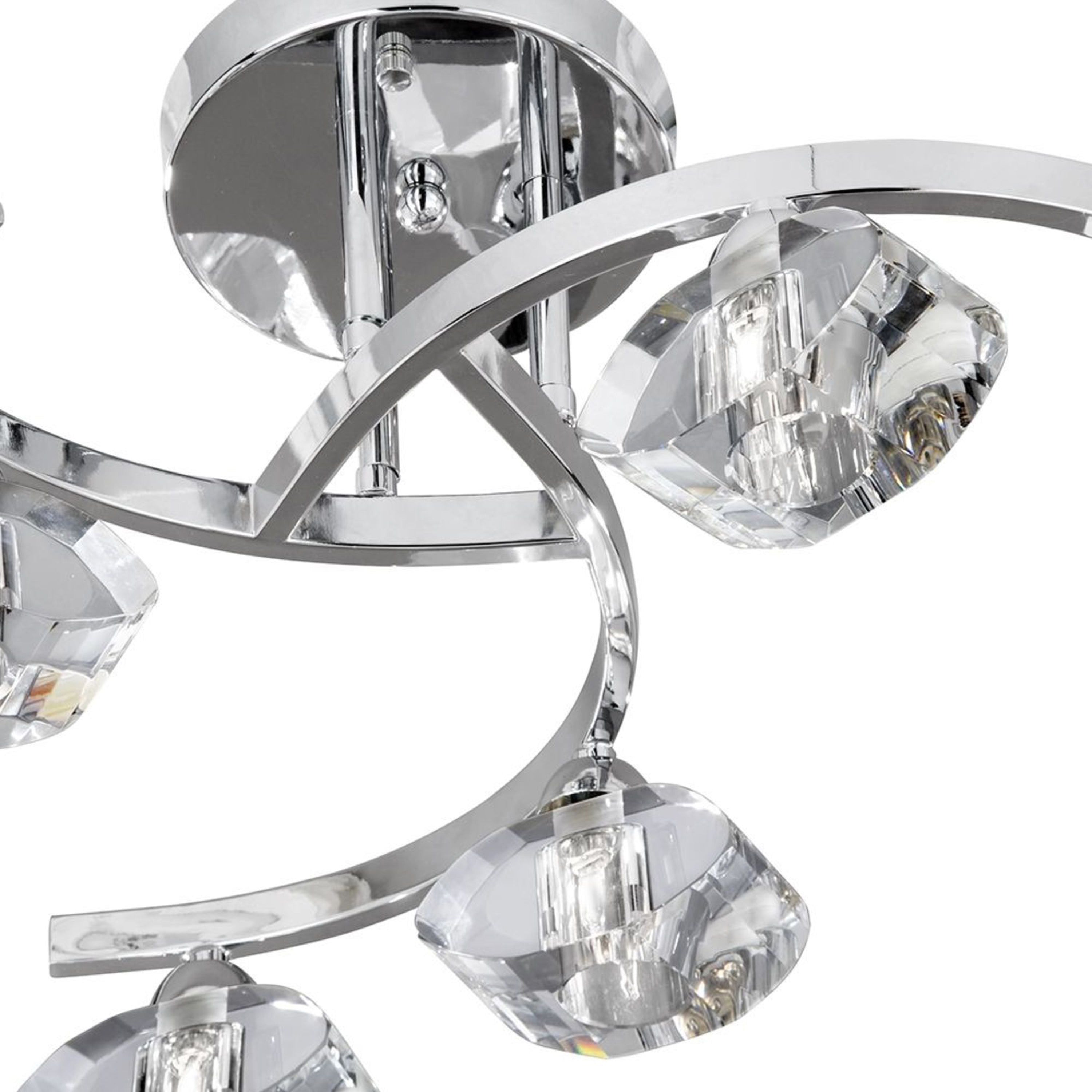 Searchlight Selborne Chrome 6 Light Curved Semi-Flush Fitting With Clear Glass