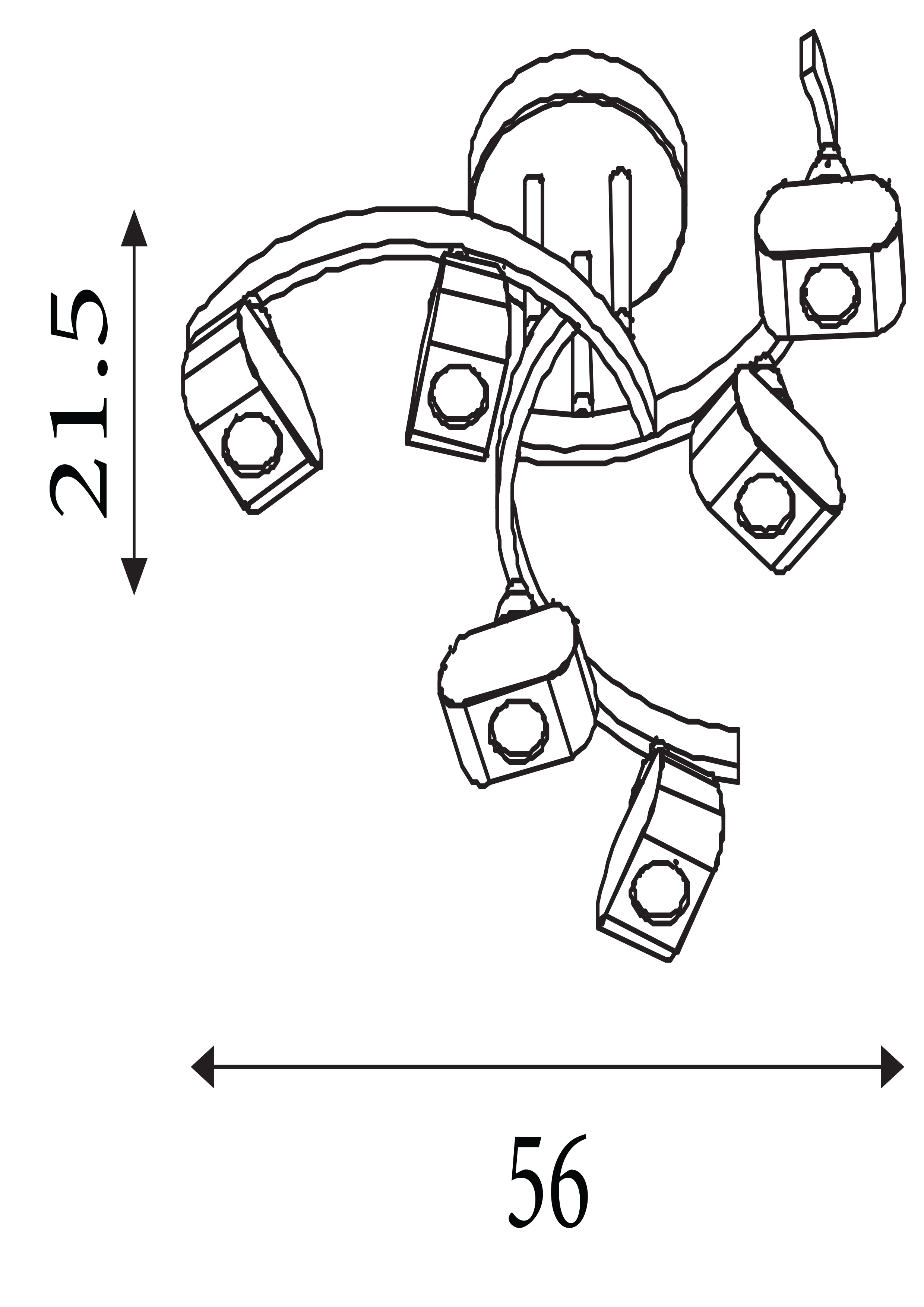 Searchlight Selborne Chrome 6 Light Curved Semi-Flush Fitting With Clear Glass