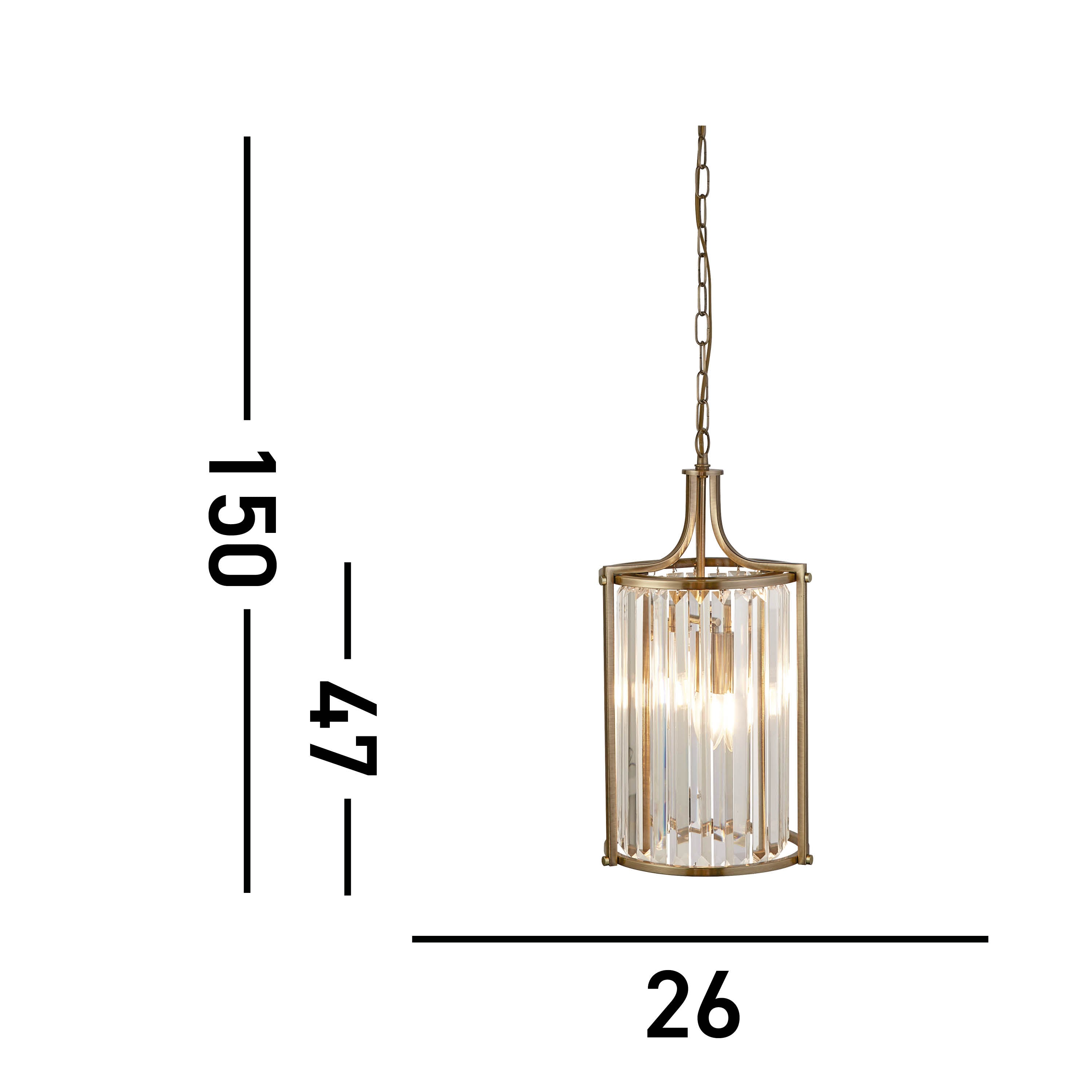 Searchlight Villier 2 Light Pendant - Antique Brass & Clear Crystal