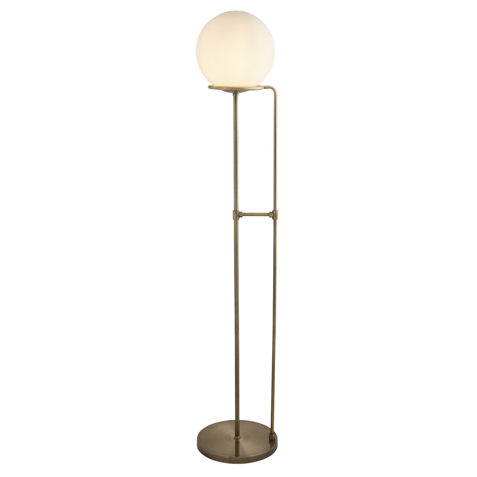 Searchlight Sophia Single Floor Lamp, Antique Brass, Opal White Glass Shade