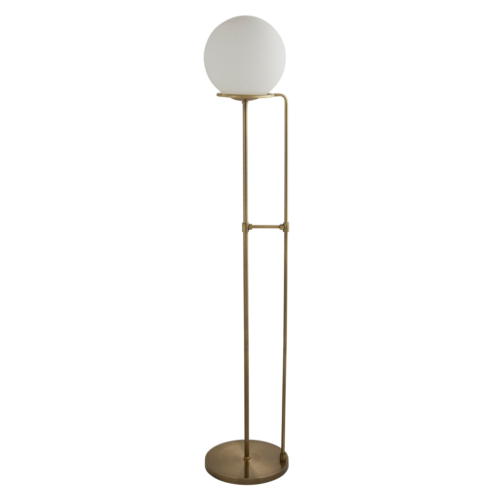 Searchlight Sophia Single Floor Lamp, Antique Brass, Opal White Glass Shade