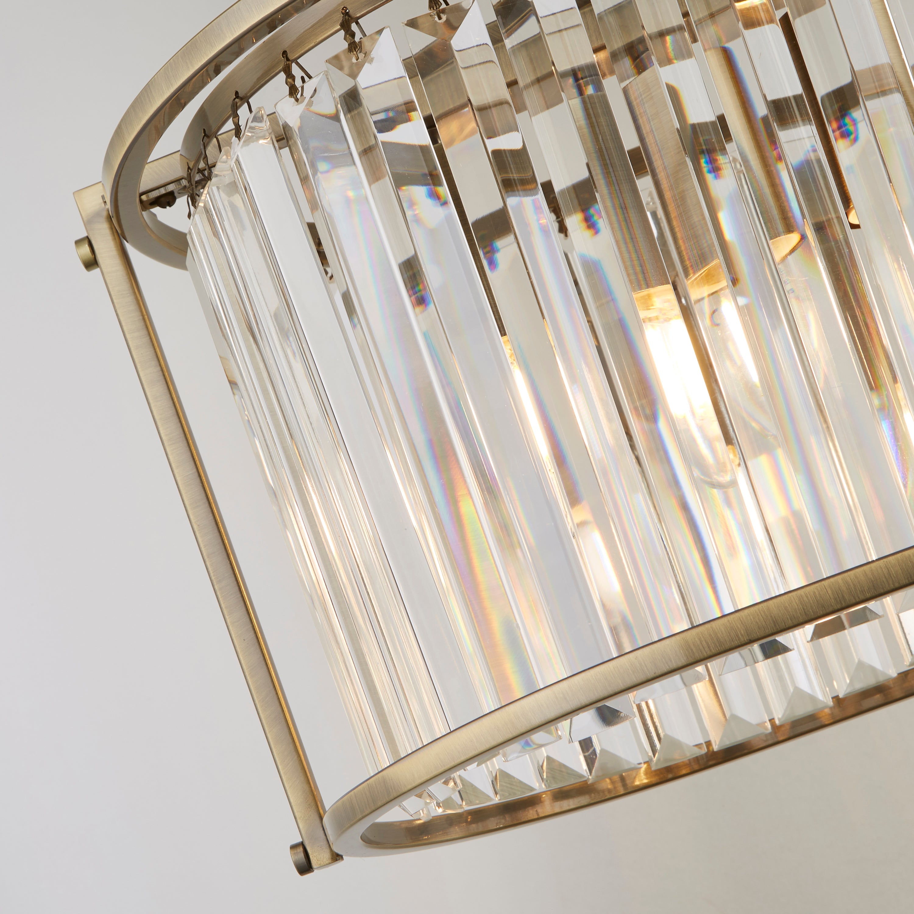 Searchlight Villier 5 Light Oval Pendant - Antique Brass & Clear Crystal