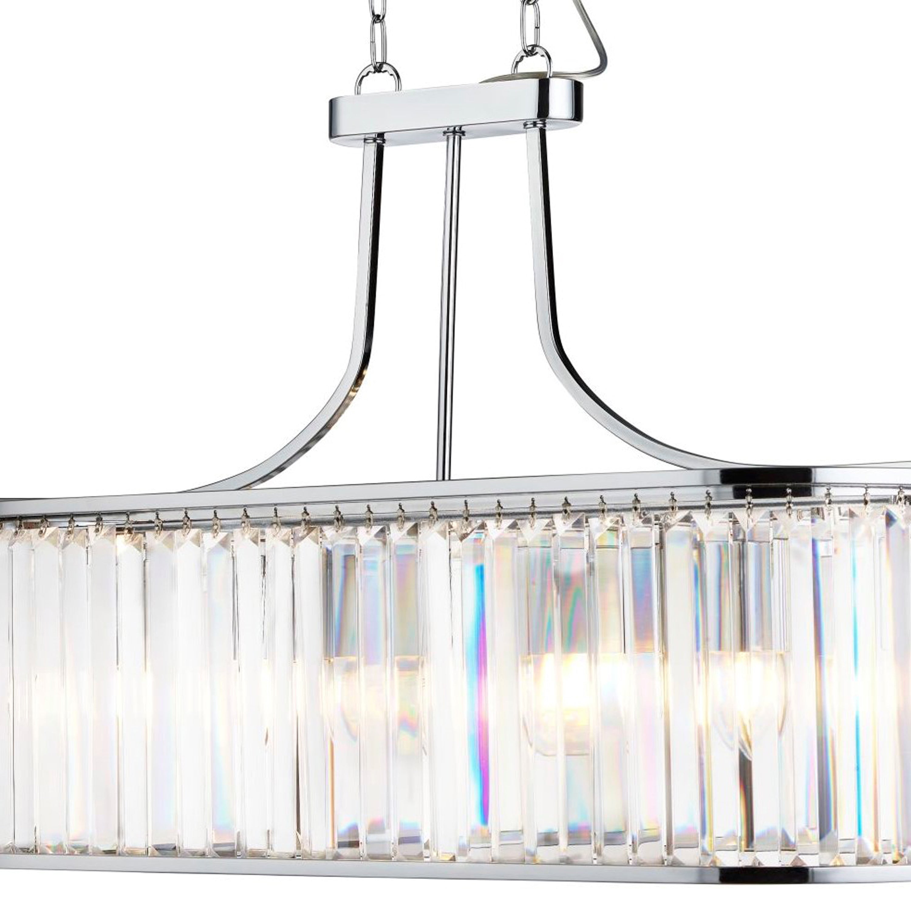 Searchlight Villier 5 Light Oval Pendant, Chrome With Crystal Glass