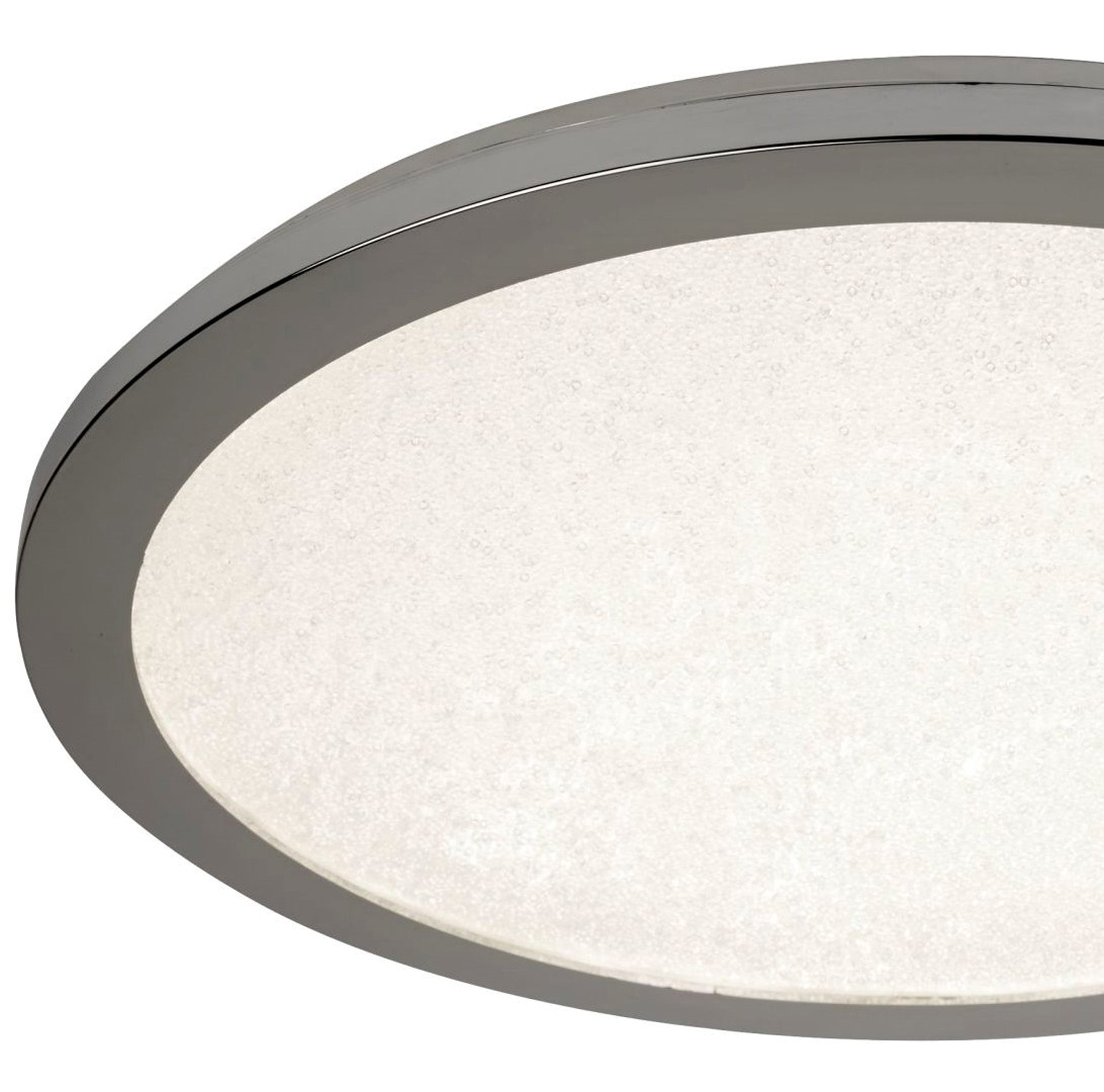 Searchlight LED Flush Ceiling Light, Diameter 30cm, Chrome And Crystal Sand, IP44