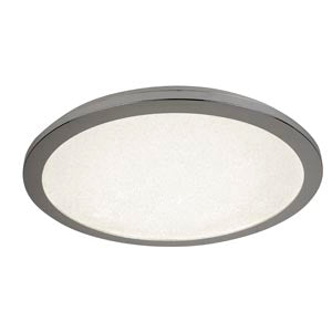 Searchlight LED Flush Ceiling Light, Diameter 40cm, Chrome And Crystal Sand, IP44