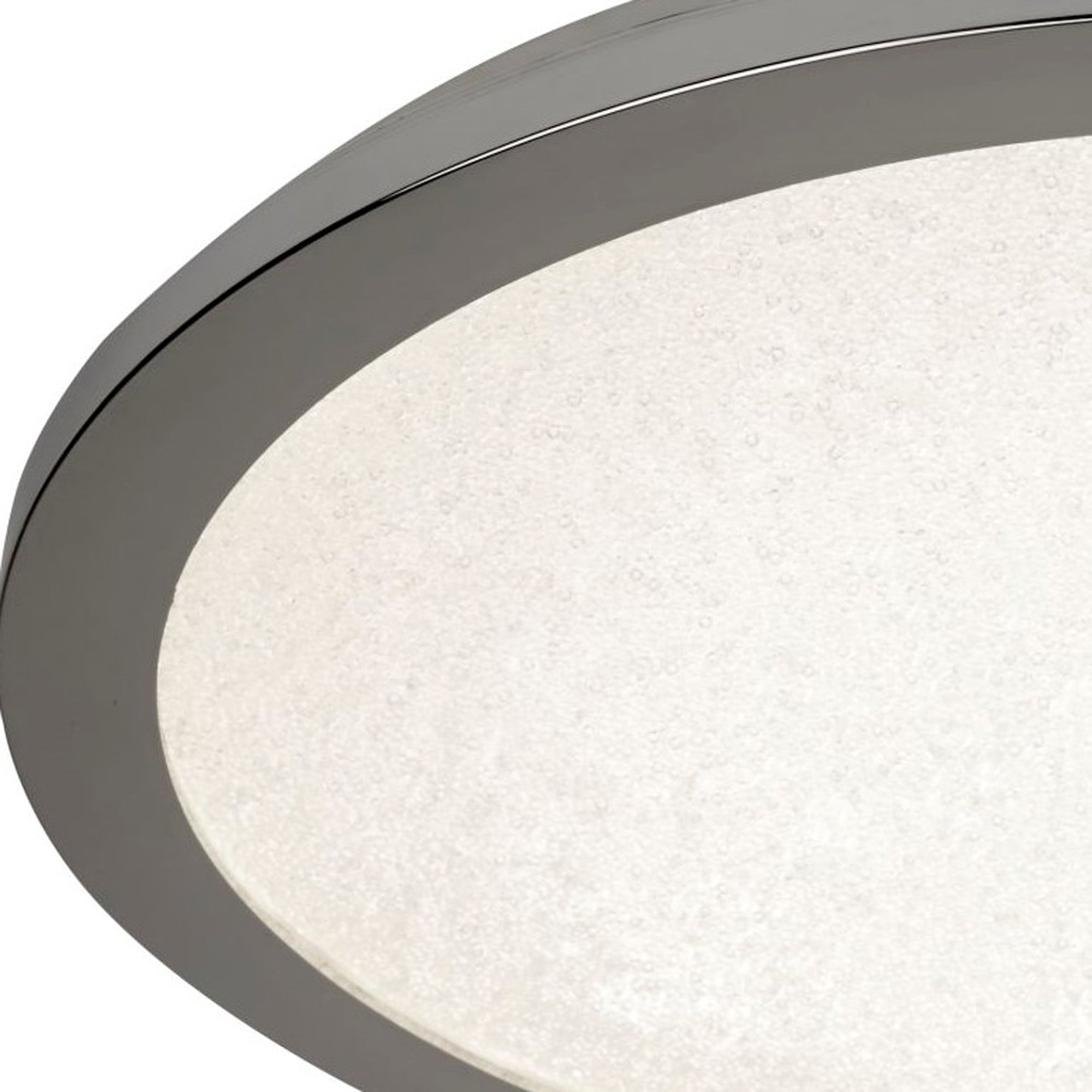 Searchlight LED Flush Ceiling Light, Diameter 40cm, Chrome And Crystal Sand, IP44