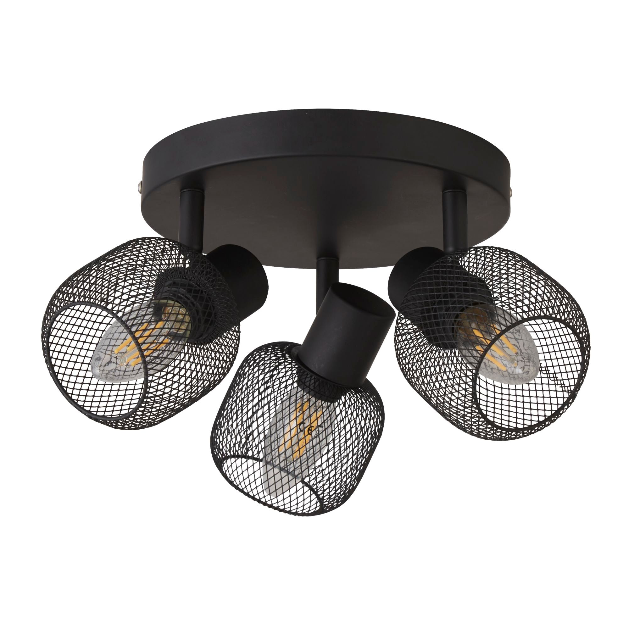 Searchlight McLeod 3 Light Cage Round Spotlight - Black