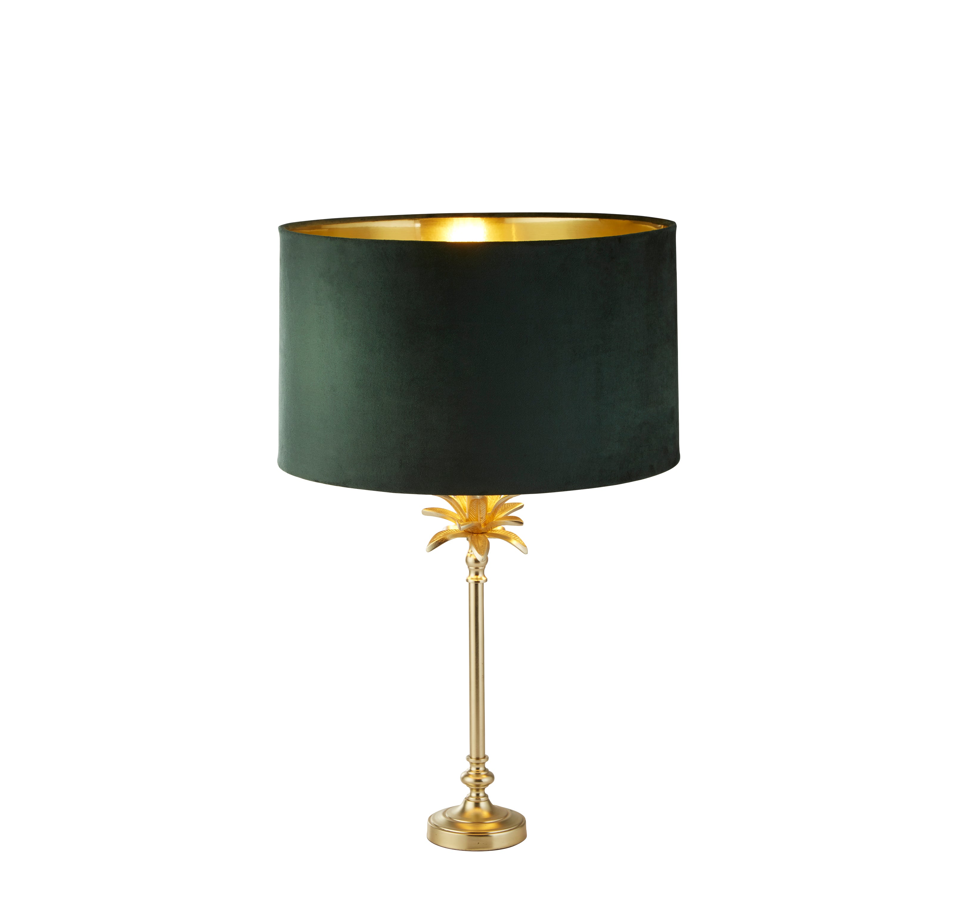 Searchlight Paisley Table Lamp - Satin Brass & Green Velvet Shade