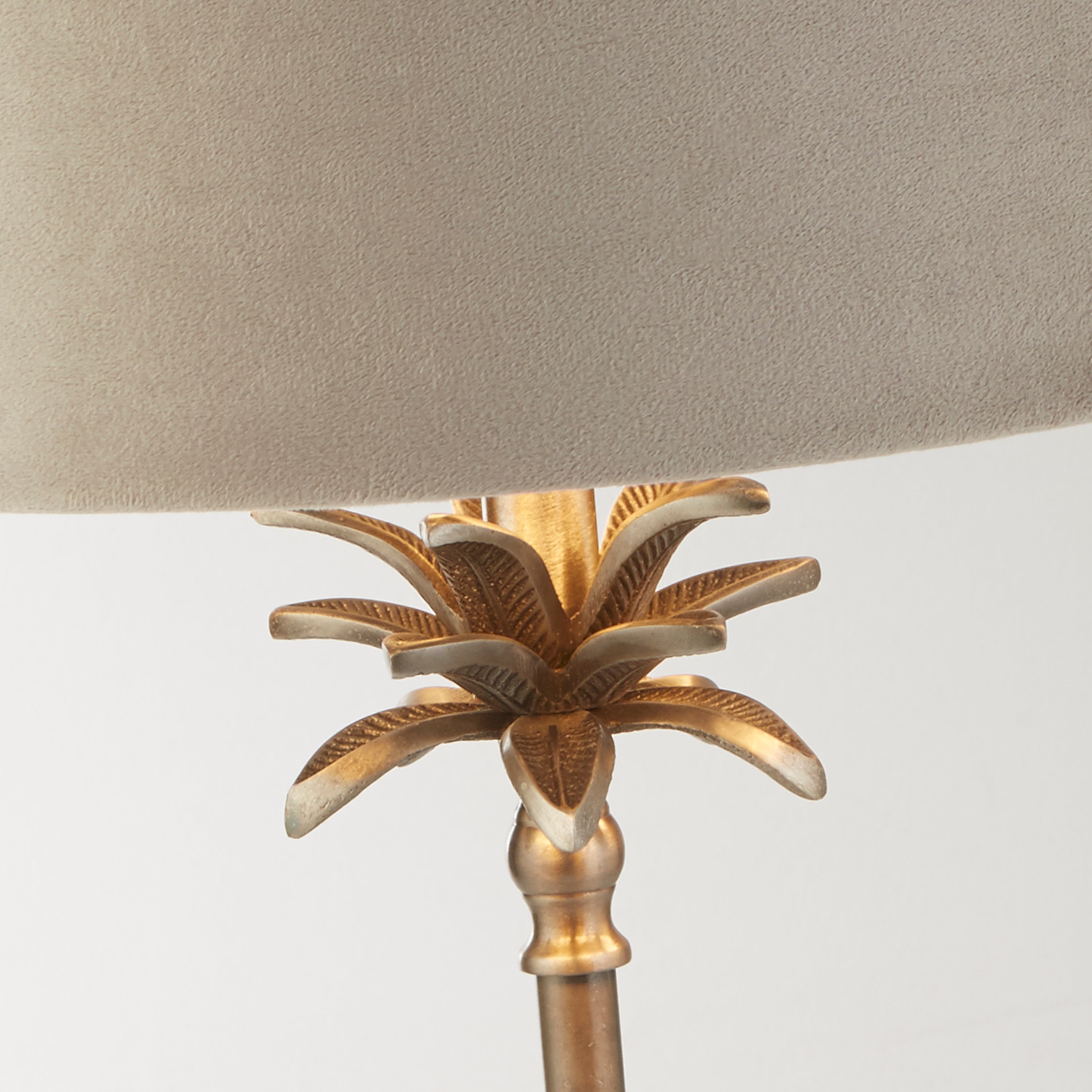 Searchlight Paisley Table Lamp - Antique Nickel & Taupe Velvet Shade