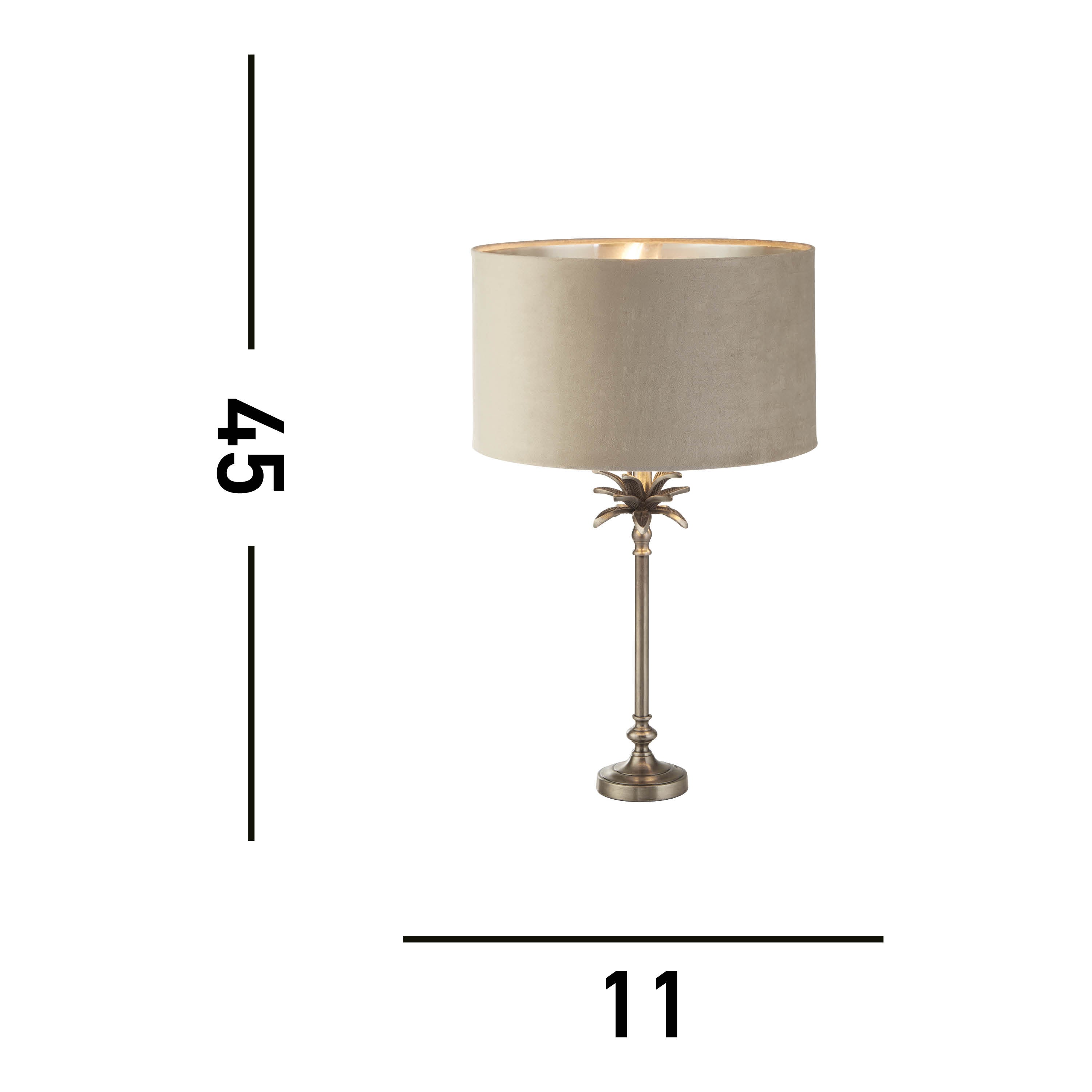 Searchlight Paisley Table Lamp - Antique Nickel & Taupe Velvet Shade