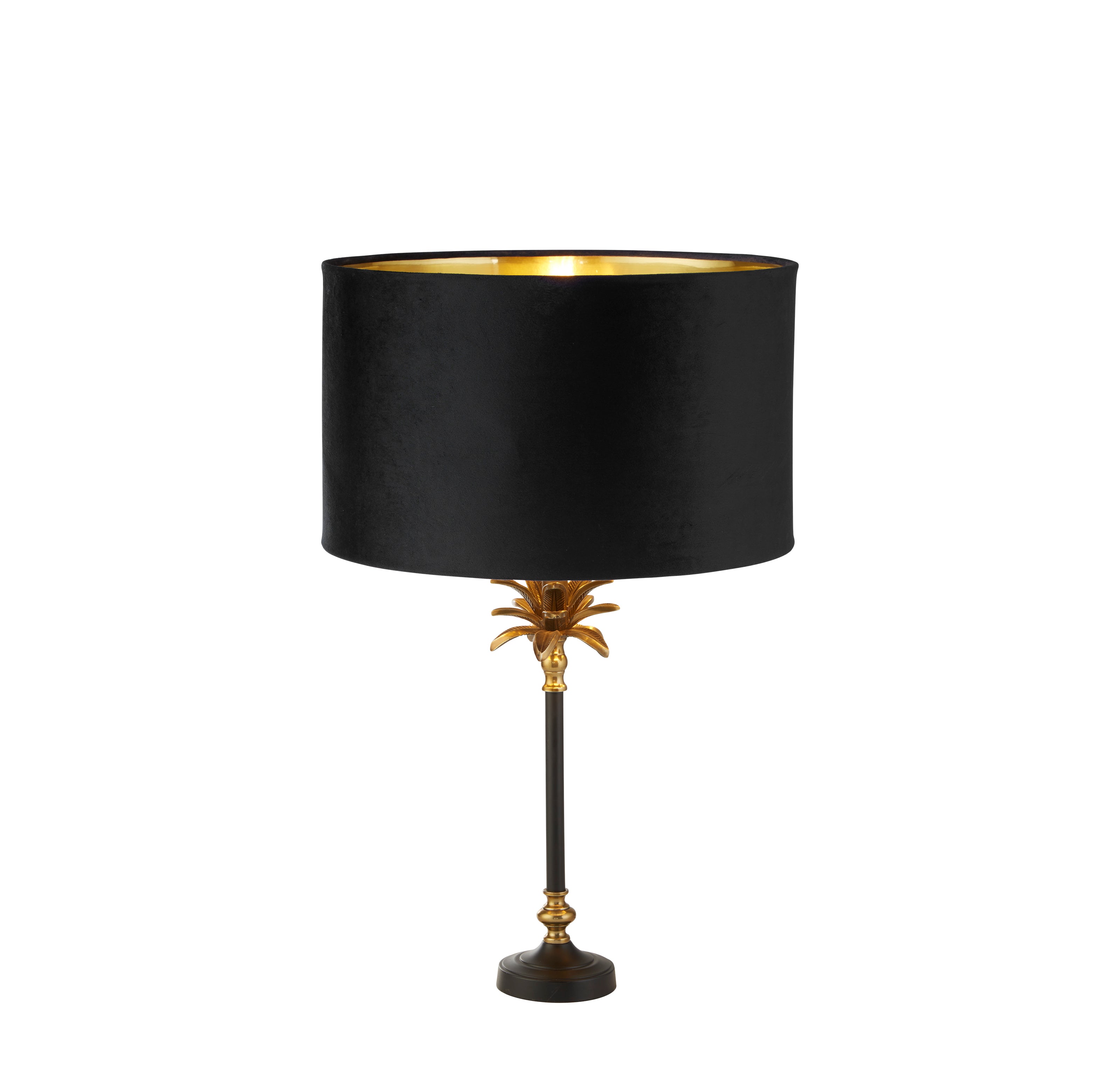 Searchlight Paisley Table Lamp - Black, Antique Brass & Black Shade