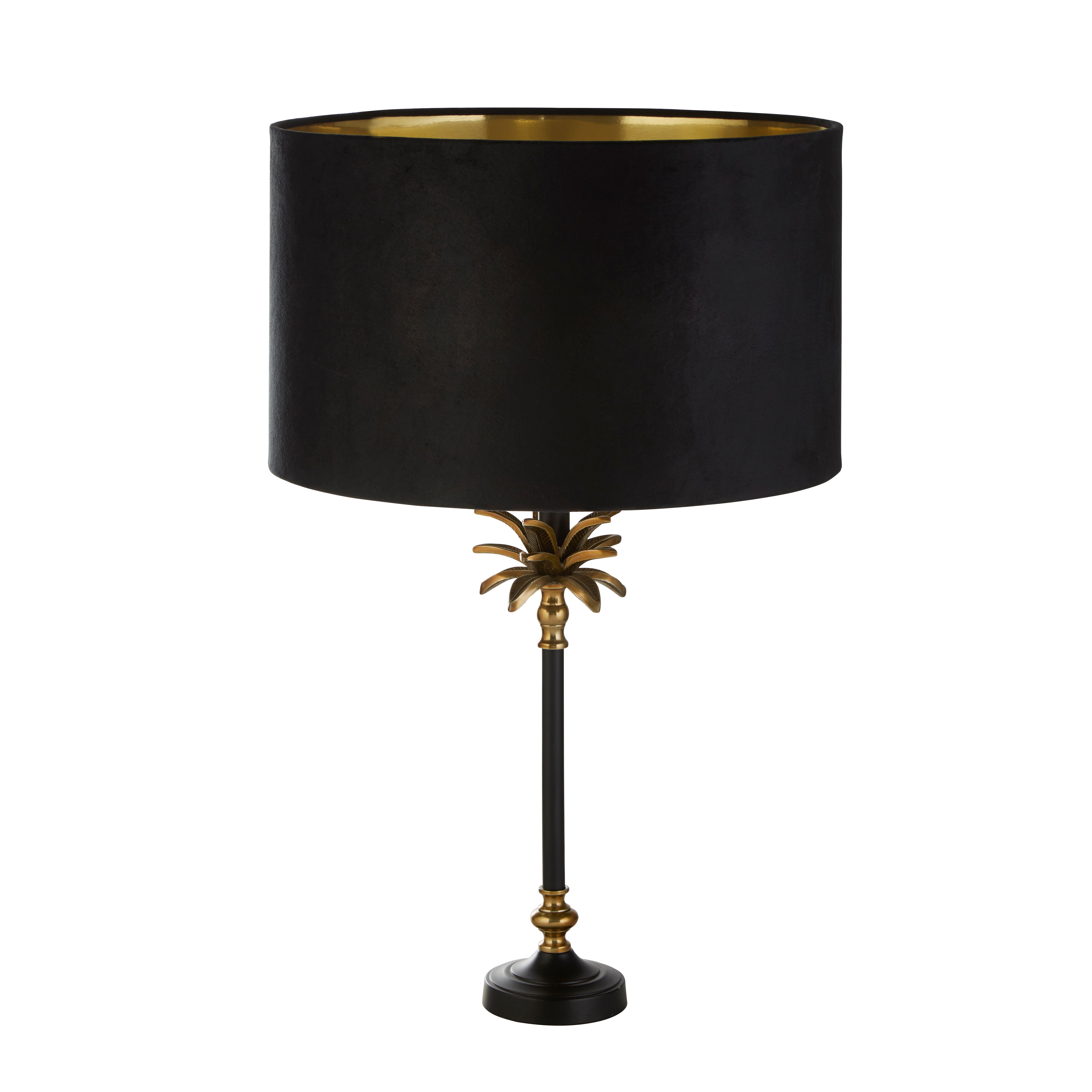 Searchlight Paisley Table Lamp - Black, Antique Brass & Black Shade