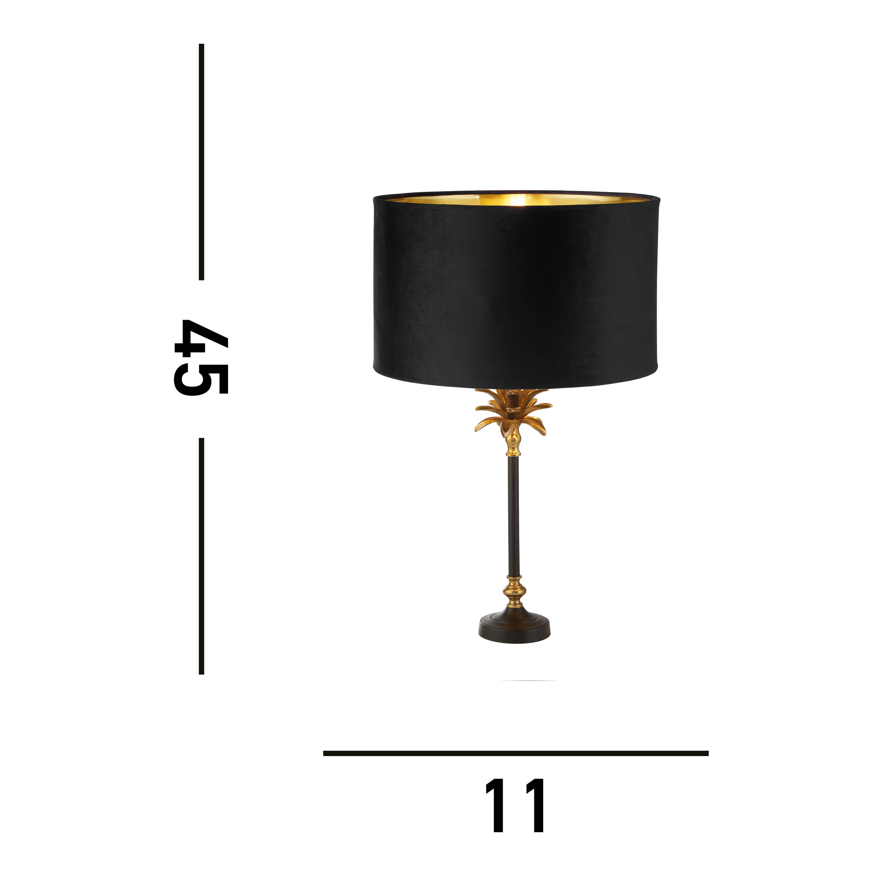 Searchlight Paisley Table Lamp - Black, Antique Brass & Black Shade