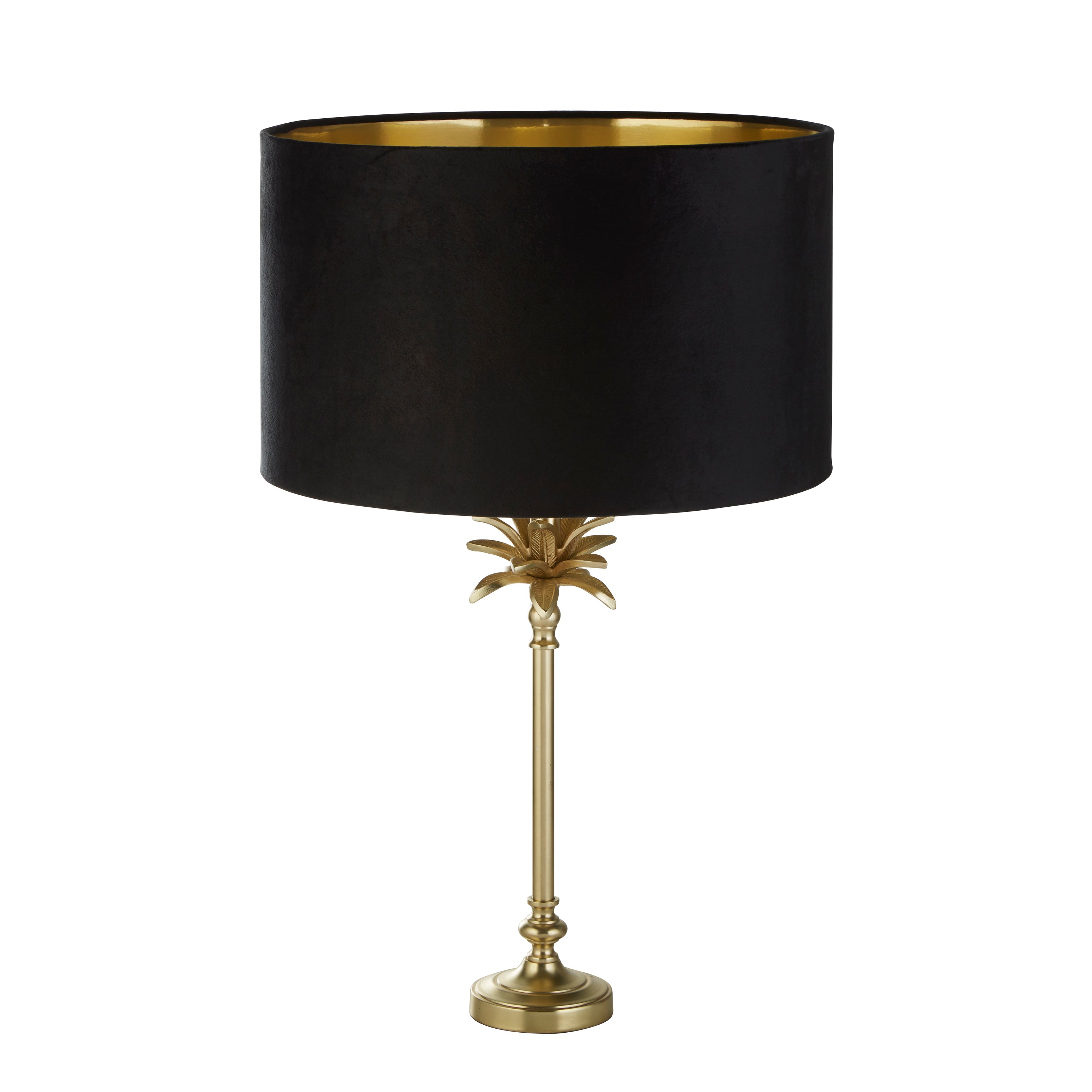 Searchlight Paisley Table Lamp - Satin Brass & Black Velvet Shade