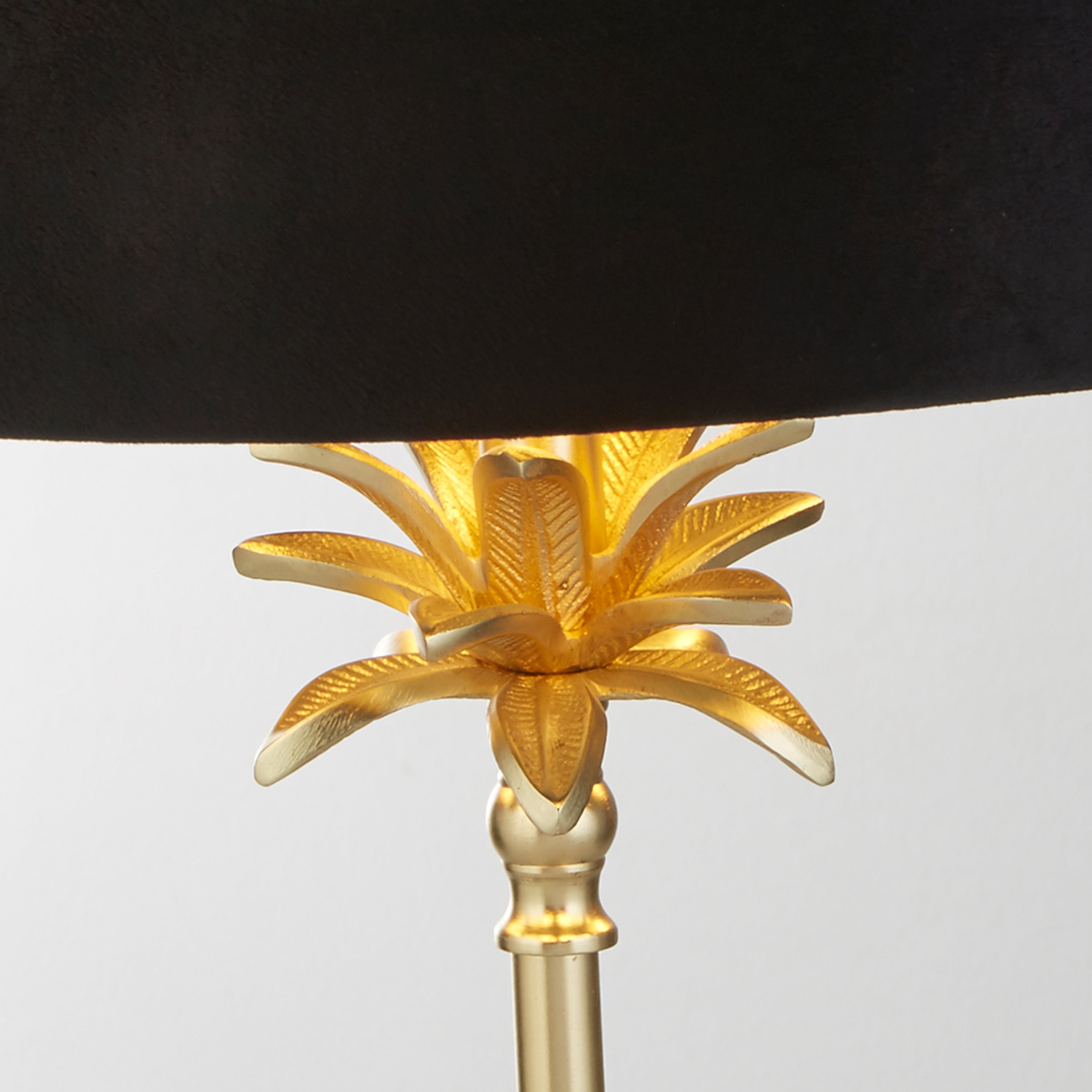 Searchlight Paisley Table Lamp - Satin Brass & Black Velvet Shade