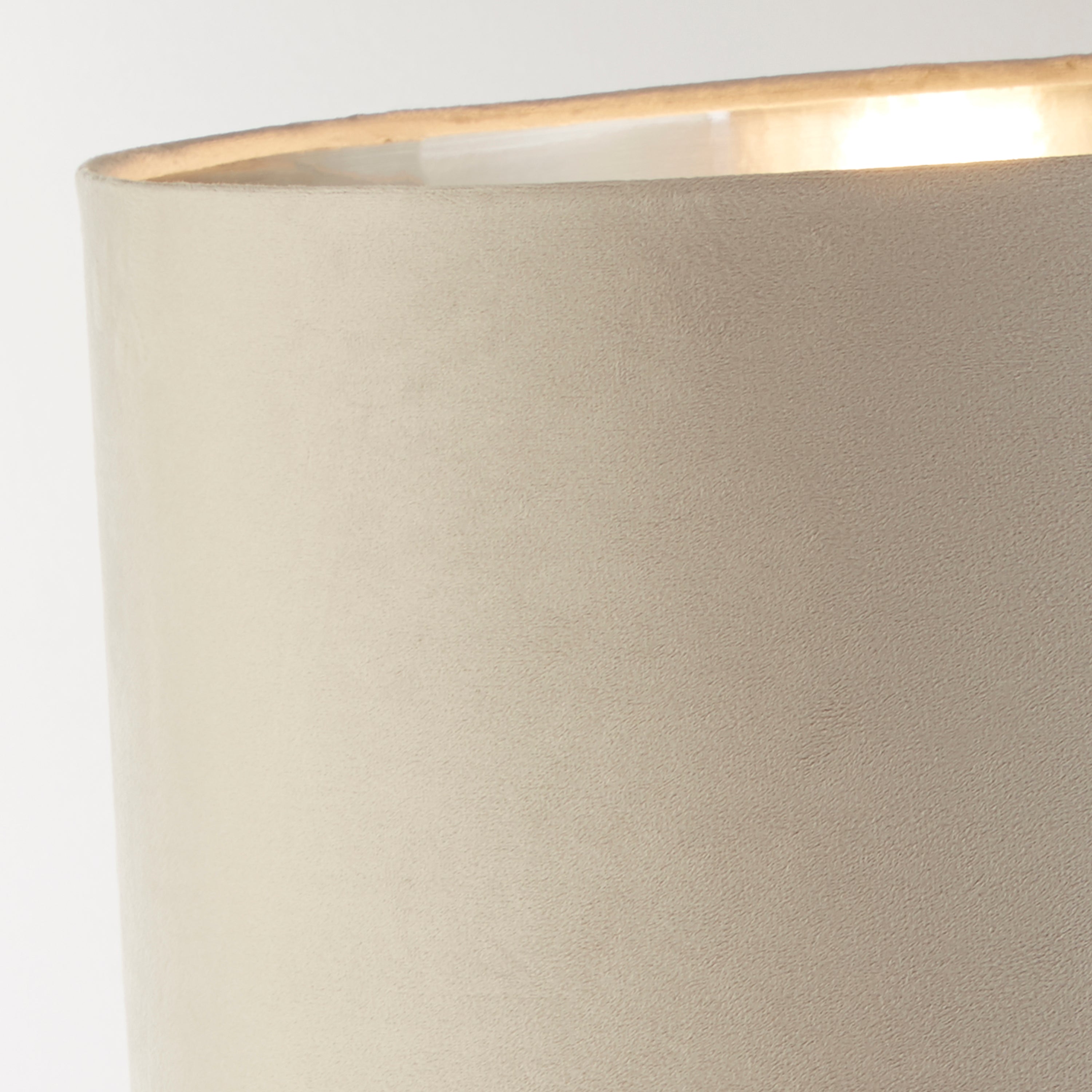 Searchlight Woodside Table Lamp - Chrome & Taupe Velvet Shade