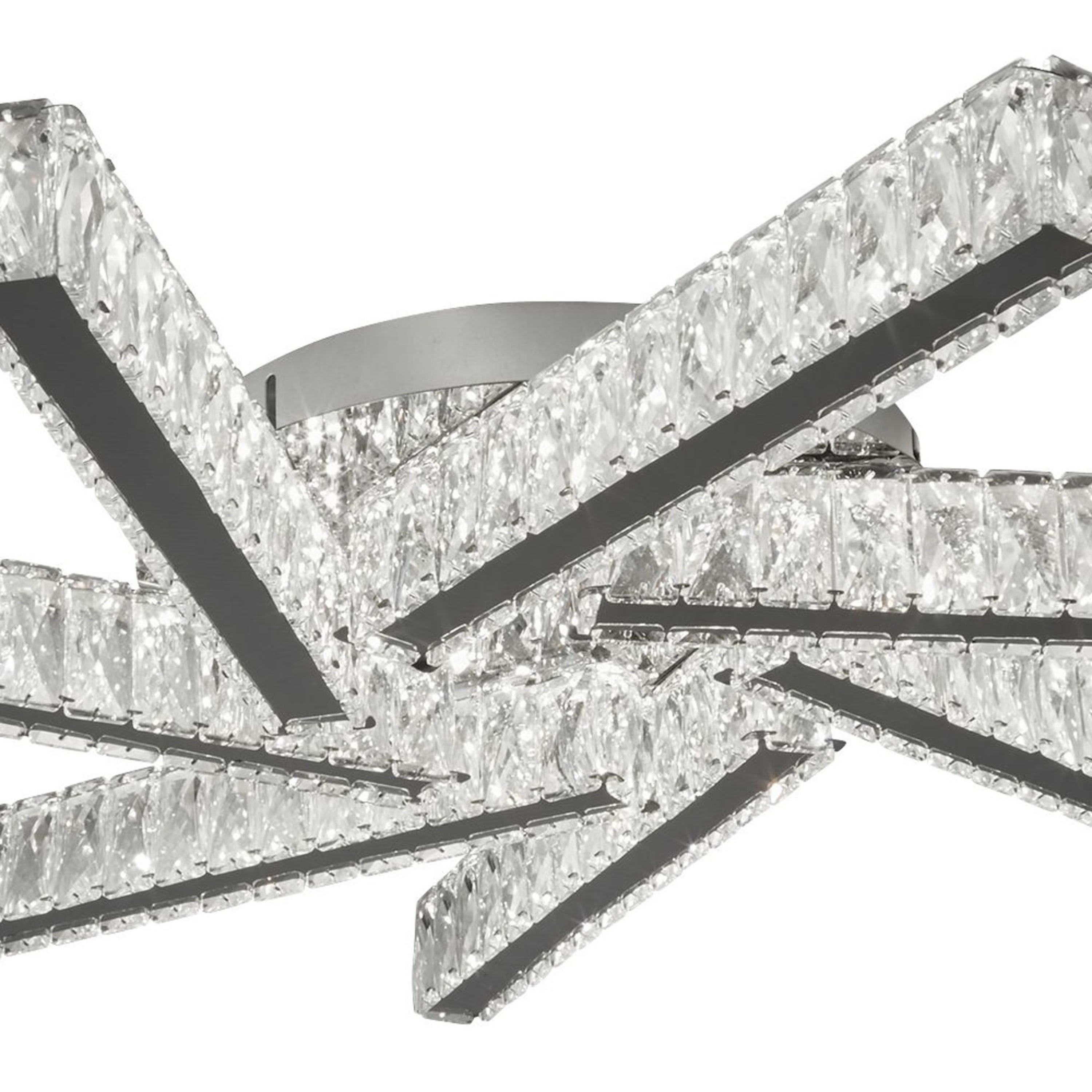 Searchlight Canarvan 7 Light LED Ceiling Flush, Clear Crystal, Chrome