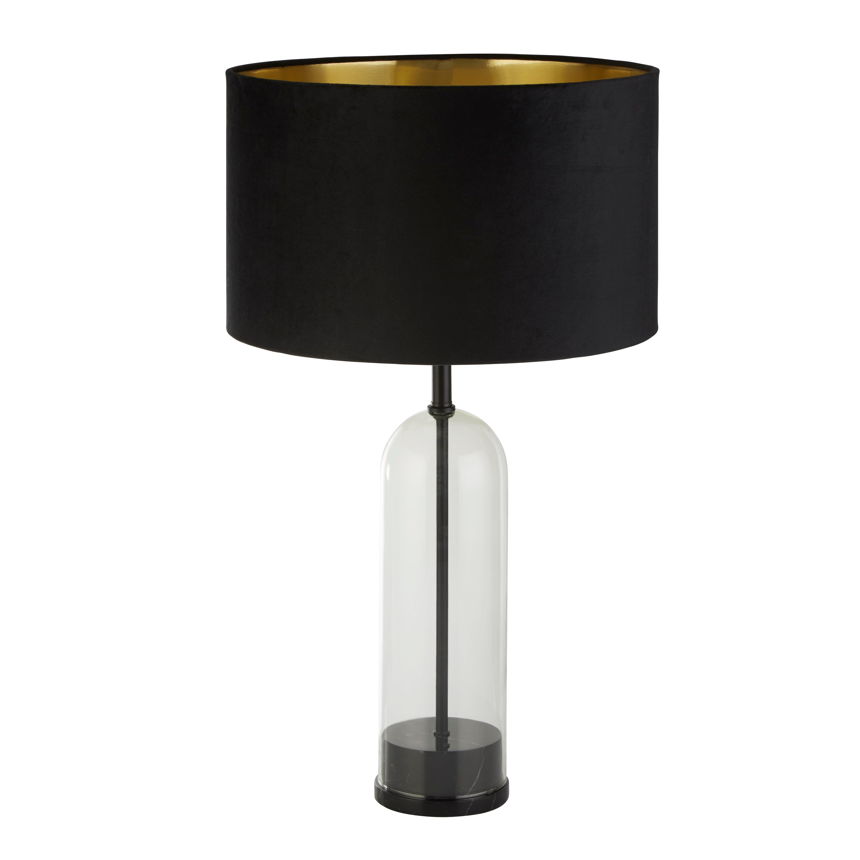 Searchlight Owen Table Lamp - Black, Glass, Marble & Black Velvet