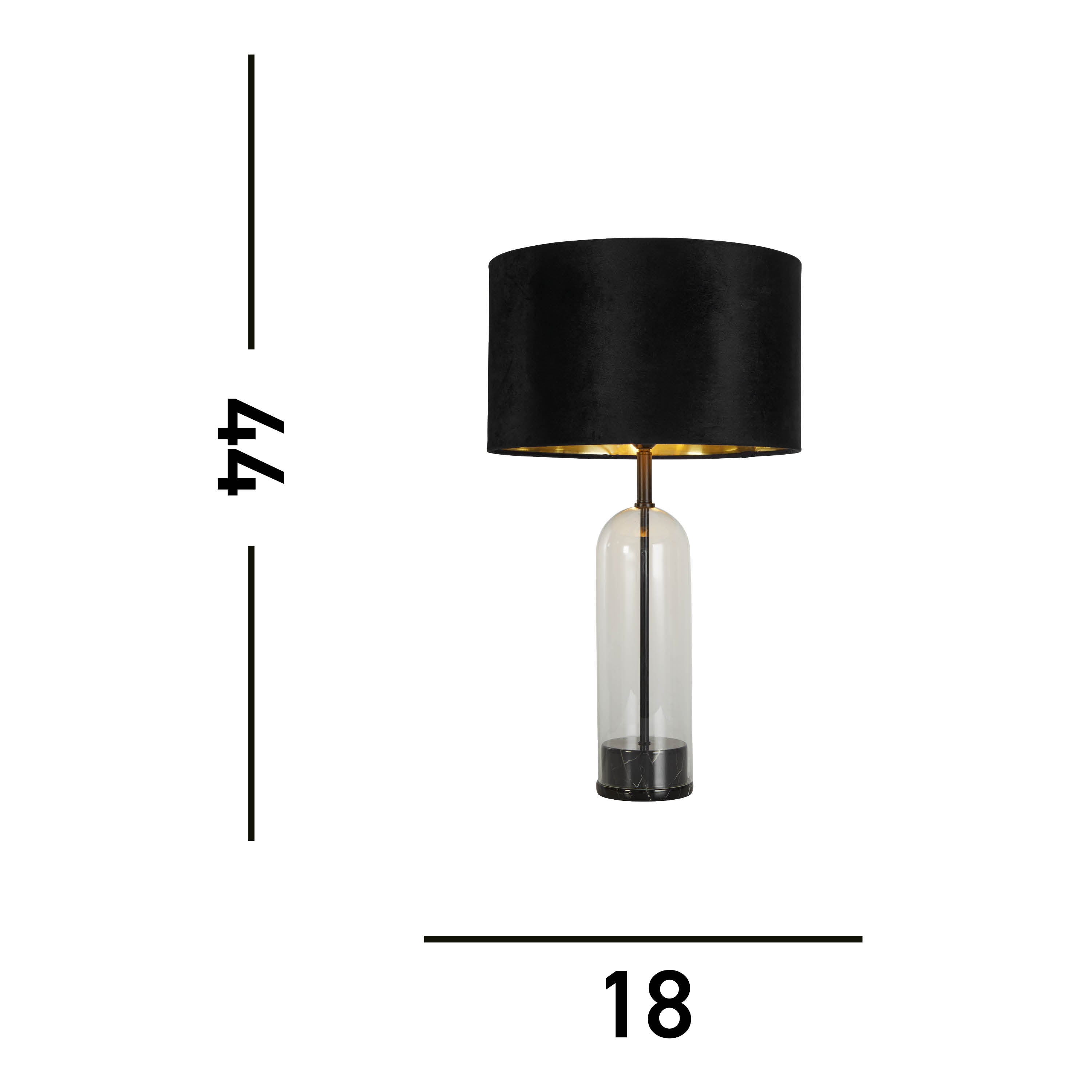 Searchlight Owen Table Lamp - Black, Glass, Marble & Black Velvet