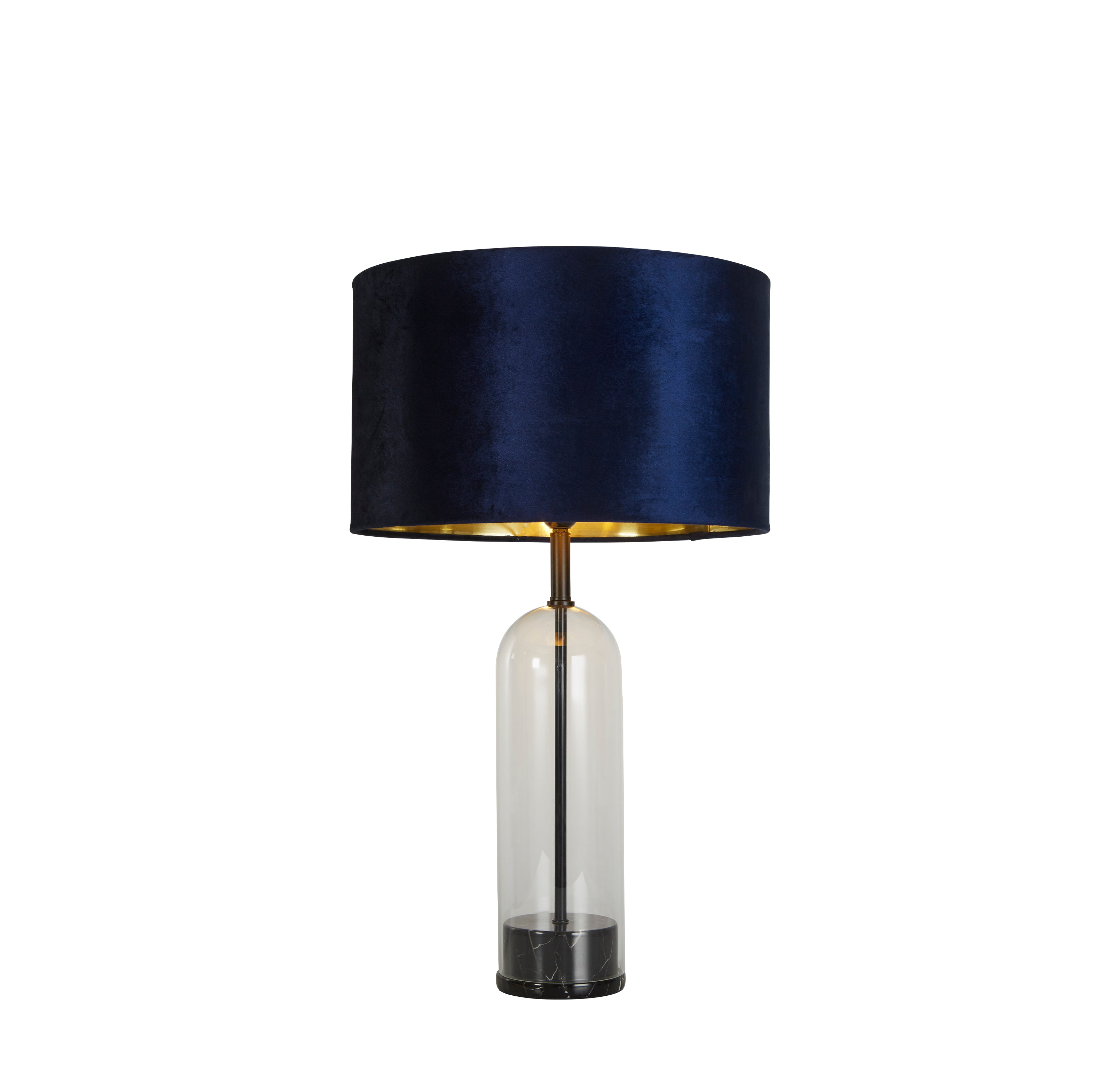 Searchlight Owen Table Lamp - Black, Glass, Marble & Navy Velvet