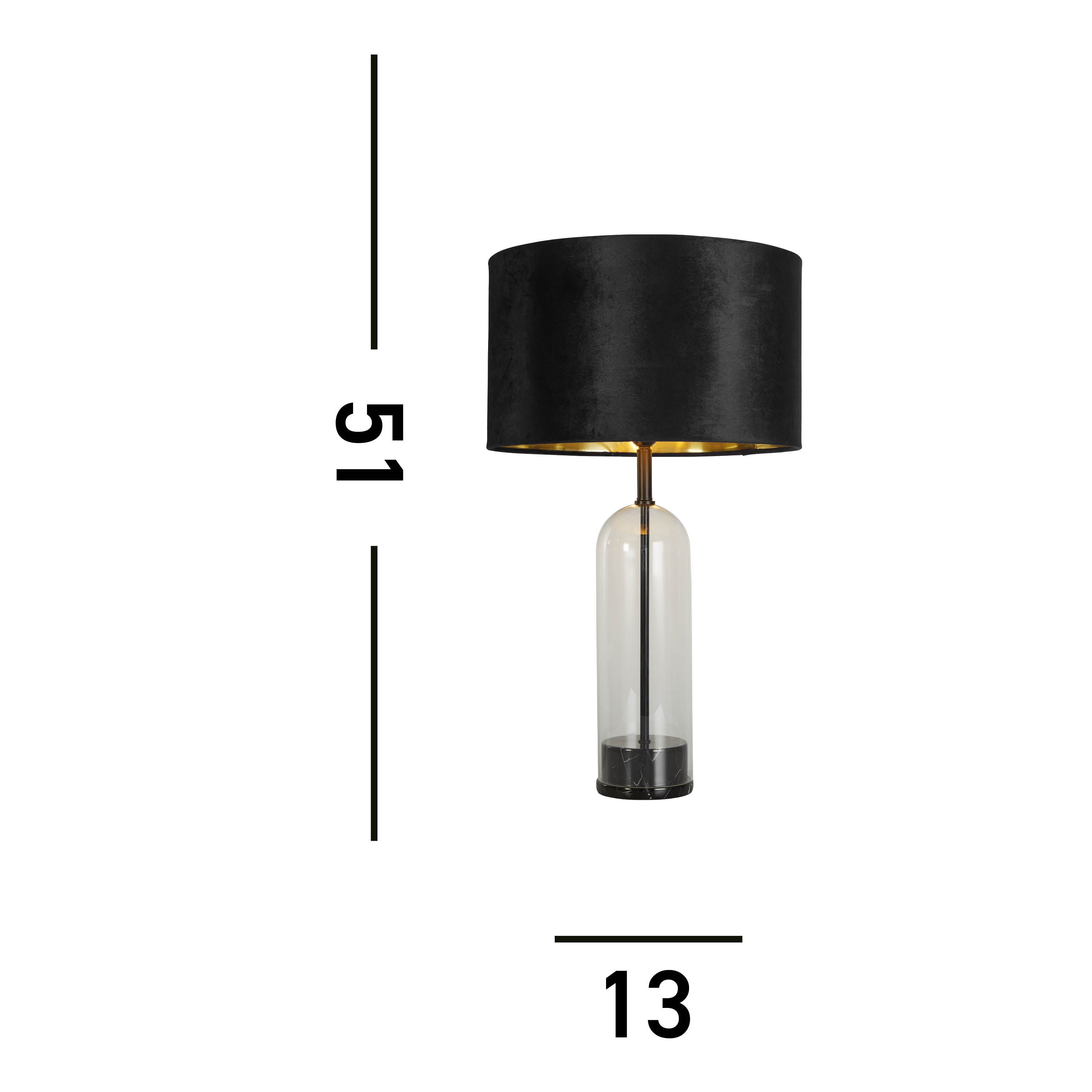 Searchlight Owen Table Lamp Base - Black, Marble & Glass - Base Only