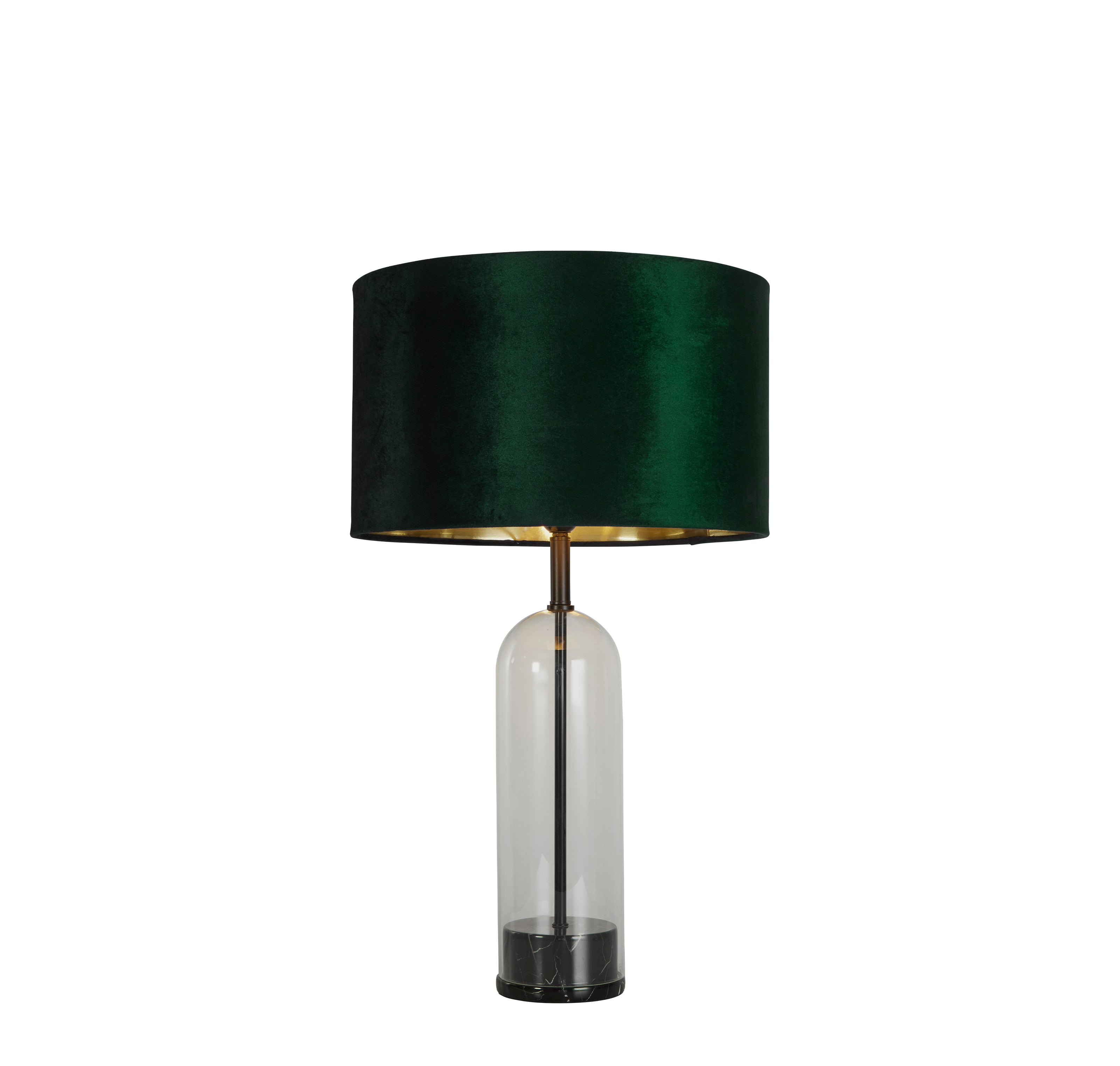 Searchlight Owen Table Lamp - Black, Glass, Marble & Green Velvet